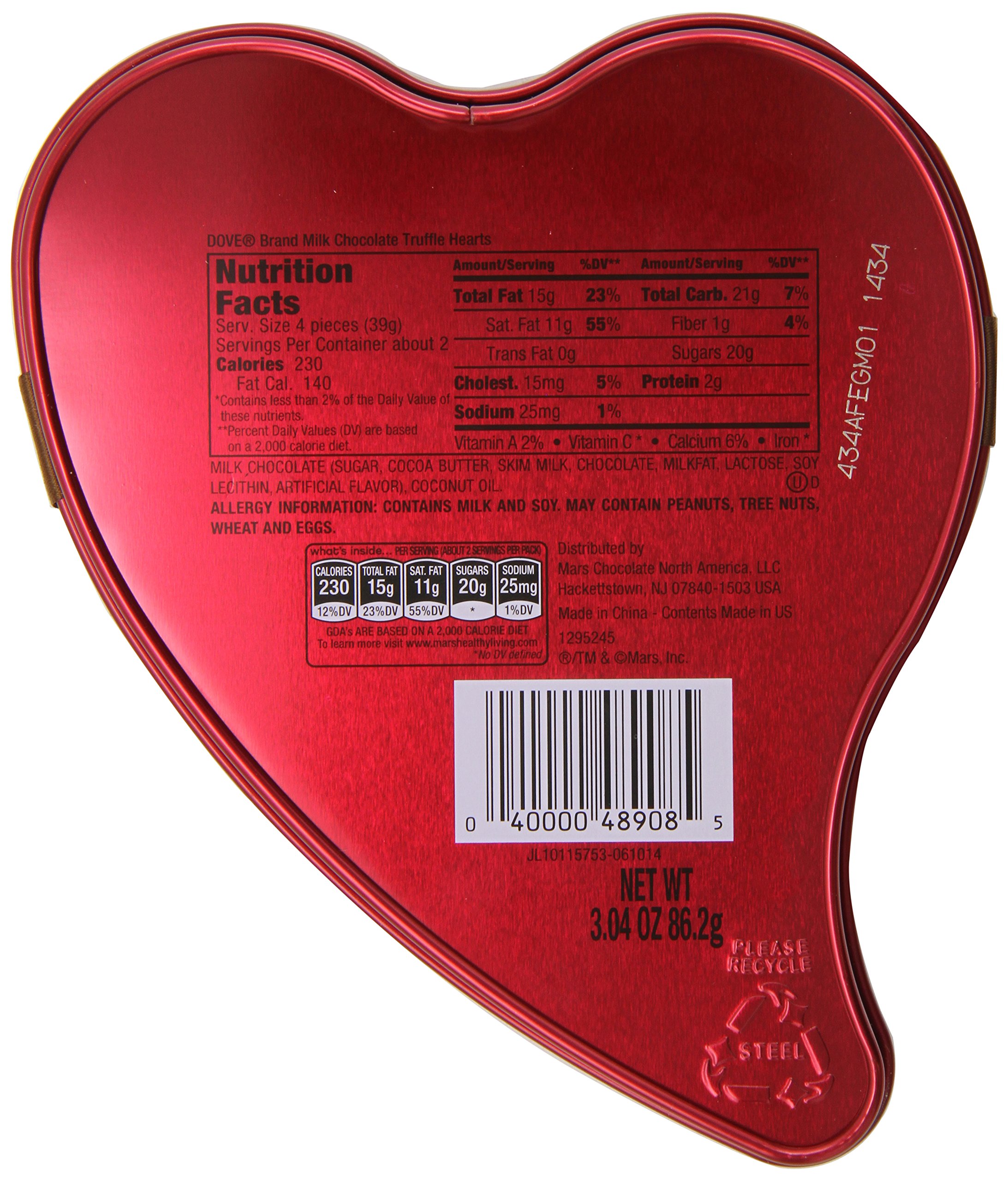 DOVE Valentine's Milk Chocolate Truffles Heart Tin - 3.04 Oz (12 Count) - Premium Chocolate Gift Box for Valentine's Day, Anniversary & Romantic Occasions