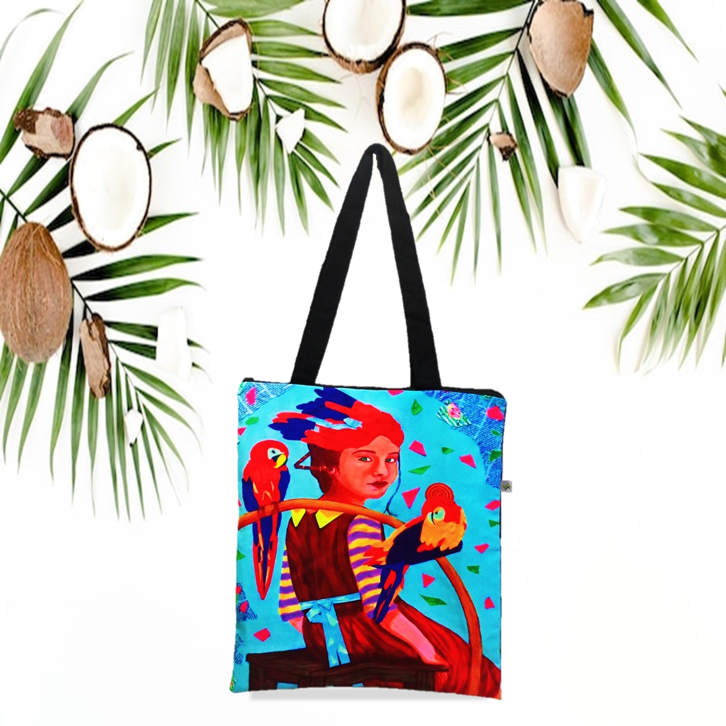 JELLIFY Canvas Printed Tote Bag - Durable Reusable Shopping Grocery Bag with 10kg Capacity - Perfect for Grocery Shopping, Beach Trips & Daily Use