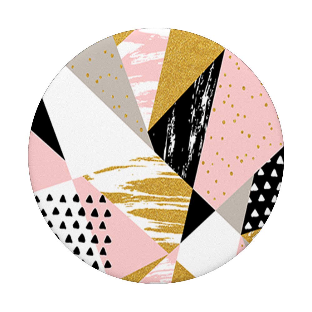 Abstract Geometry Gold Pink Rose Black Wall Art - Modern Canvas Print for Home Decor, Living Room, Bedroom, Office