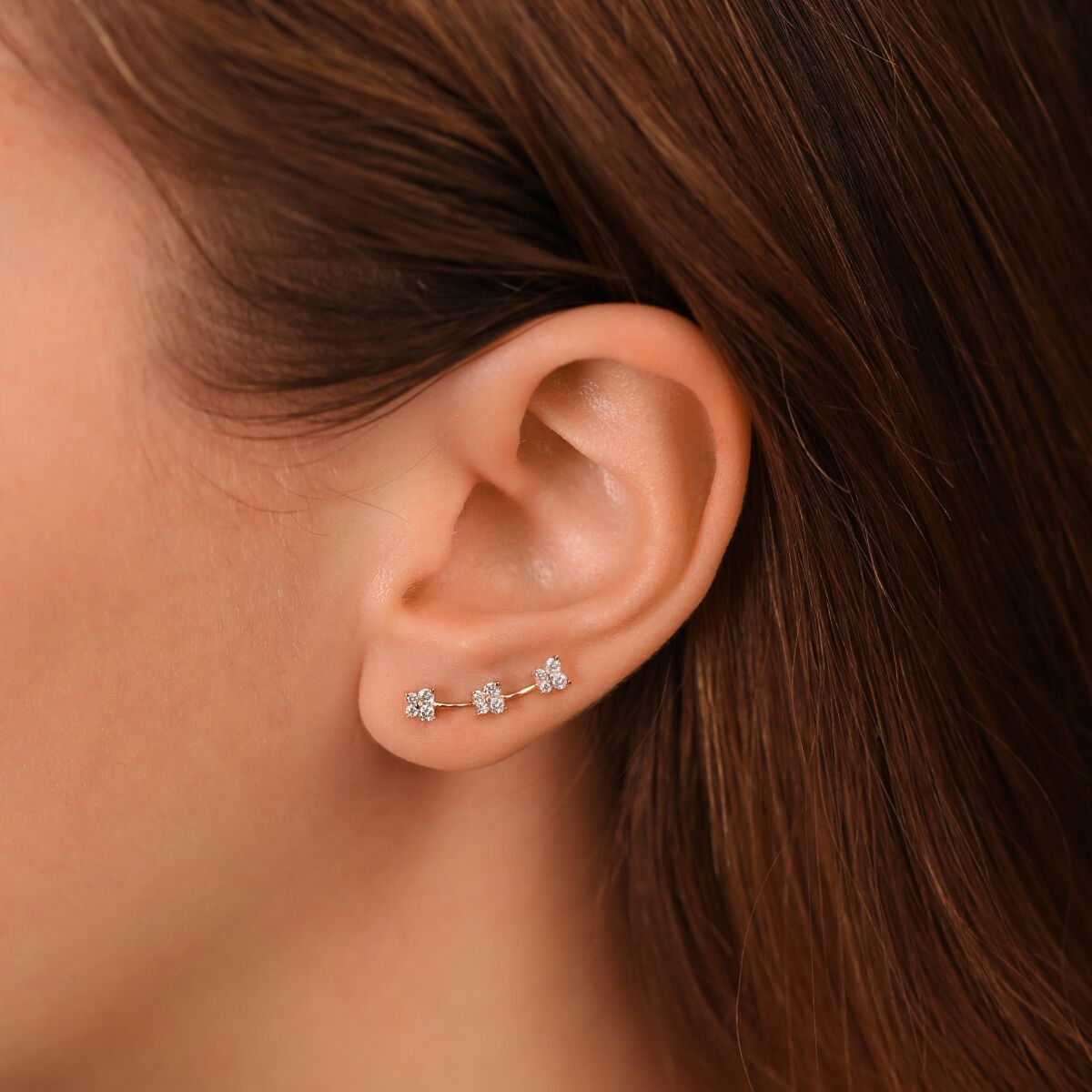18k Yellow Gold Half Carat Diamond Butterfly Ear Climber Earrings - Elegant Dangle Earrings for Women, Perfect for Weddings, Parties & Special Occasions