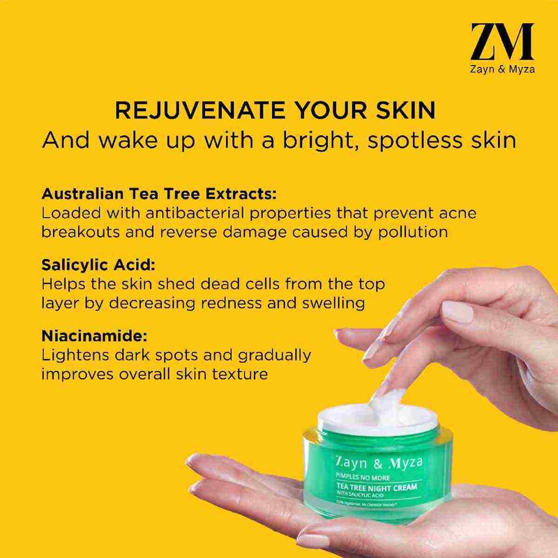 ZM Zayn & Myza Night Cream with Tea Tree & Salicylic Acid (50ml) - Acne Treatment, Oil Control & Skin Repair for Oily & Problem Skin - Perfect for Nighttime Skincare Routine