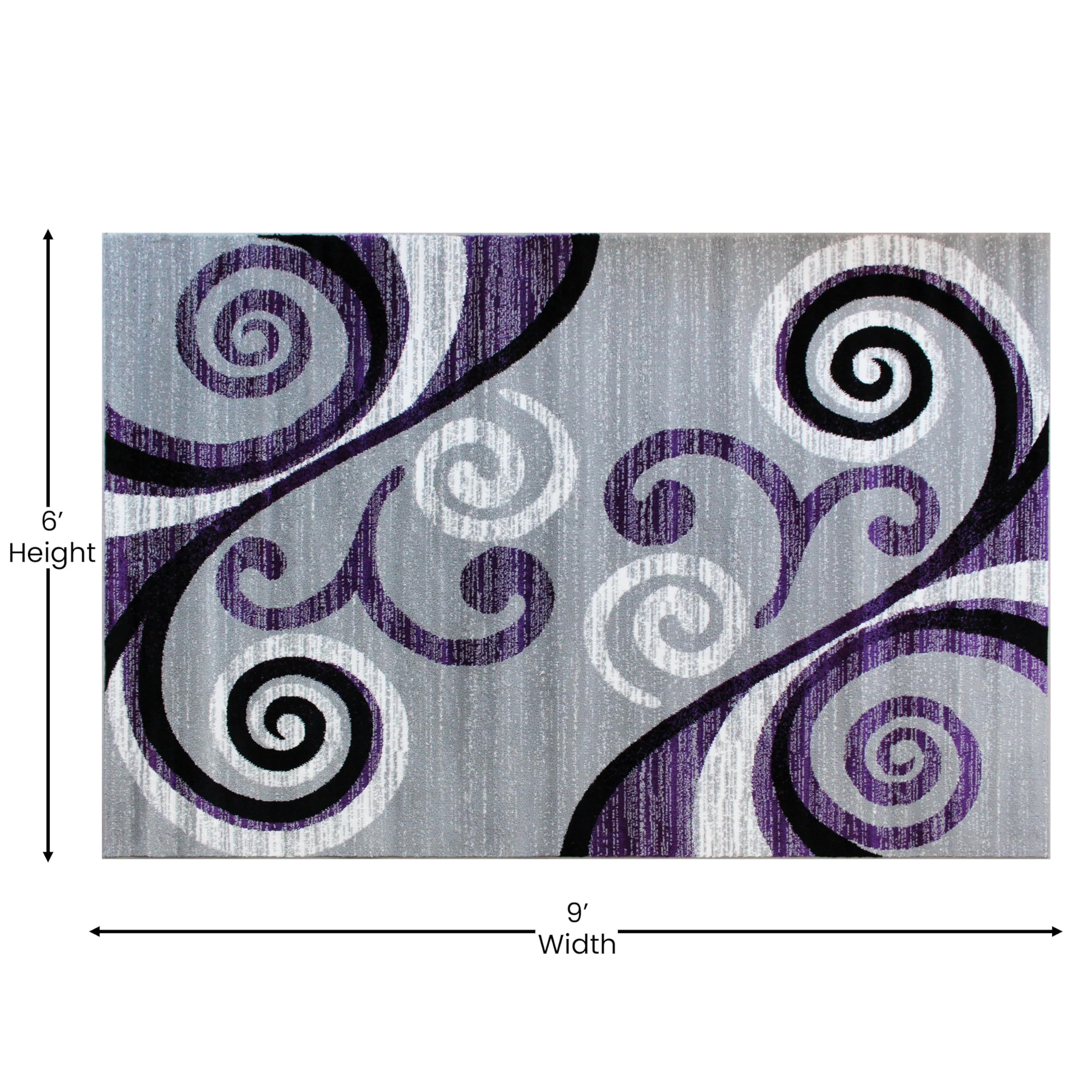 EMMA + OLIVER Helix Olefin Accent Rug 6x9 - Scraped Look Swirl Pattern with Plush Pile & Jute Backing - Stain & Moisture Resistant - Easy Maintenance - Perfect for Living Room, Bedroom or Office Decor