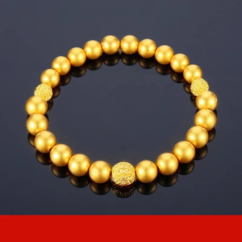 24K Pure Gold Bracelet for Women - 999 Solid Real Gold Bangle with Smooth Beads, Elegant & Trendy Fine Jewelry Gift for Anniversary, Birthday, Valentine's Day - 2023 New Collection