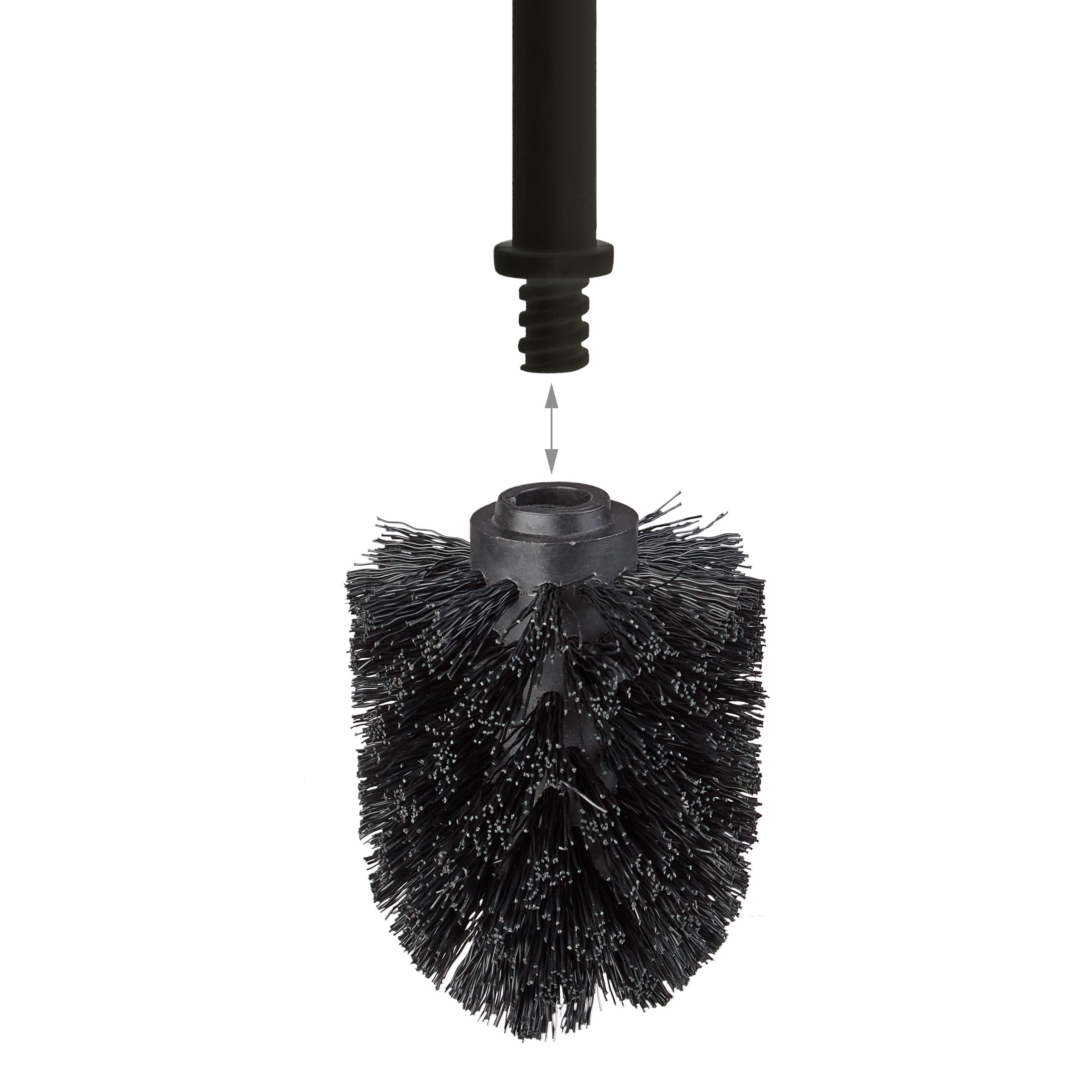 5-Pack Toilet Brush Replacement Heads - 12mm Thread, 7cm Diameter, Black - Compatible with Most Toilet Brushes for Easy Cleaning & Maintenance