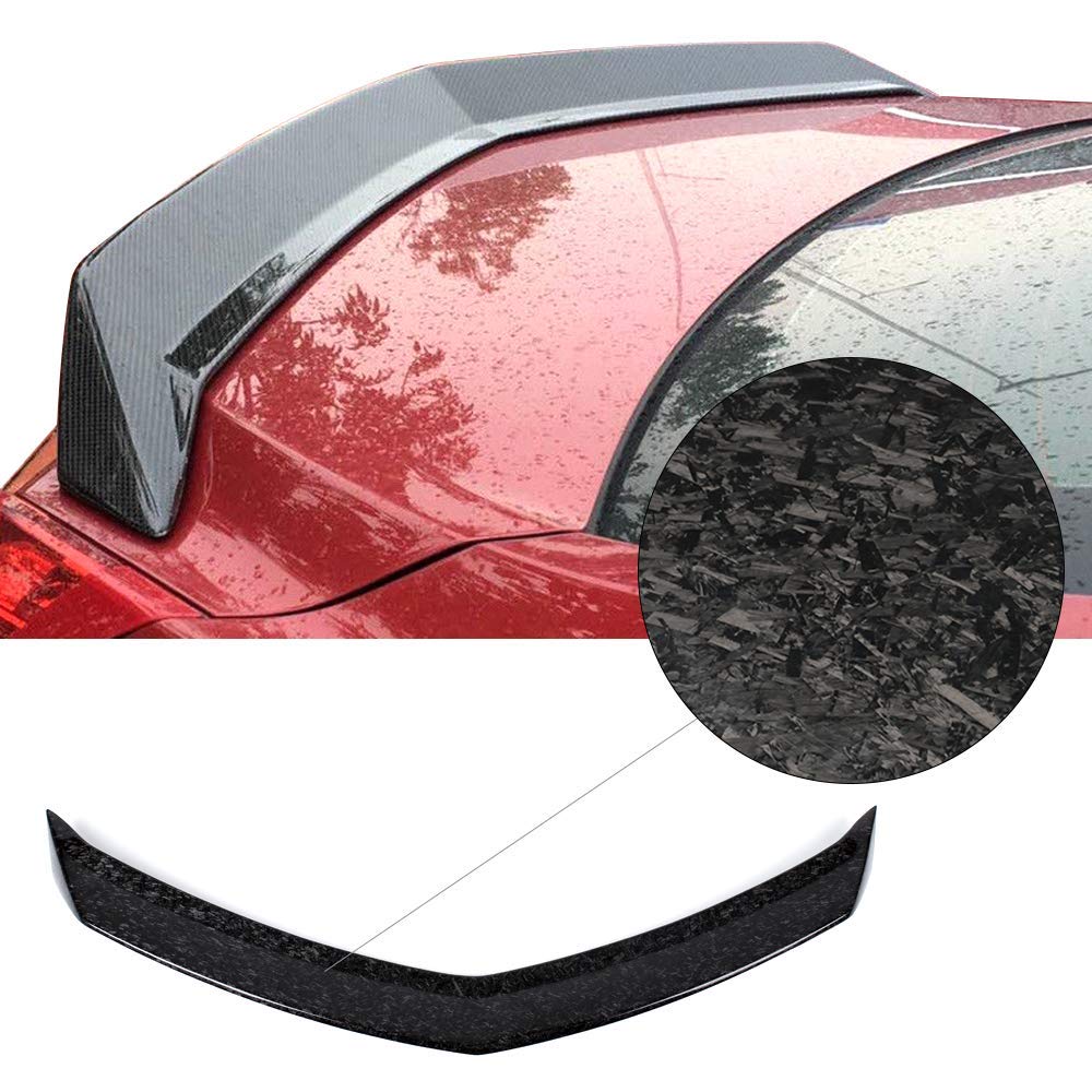 IKON MOTORSPORTS Forged Carbon Fiber Trunk Spoiler for 2016-2019 Cadillac ATS-V | V-Style Rear Wing Lip | Deck Lid & Roof Trim | Enhances Aerodynamics & Sporty Look for Street Racing & Car Shows