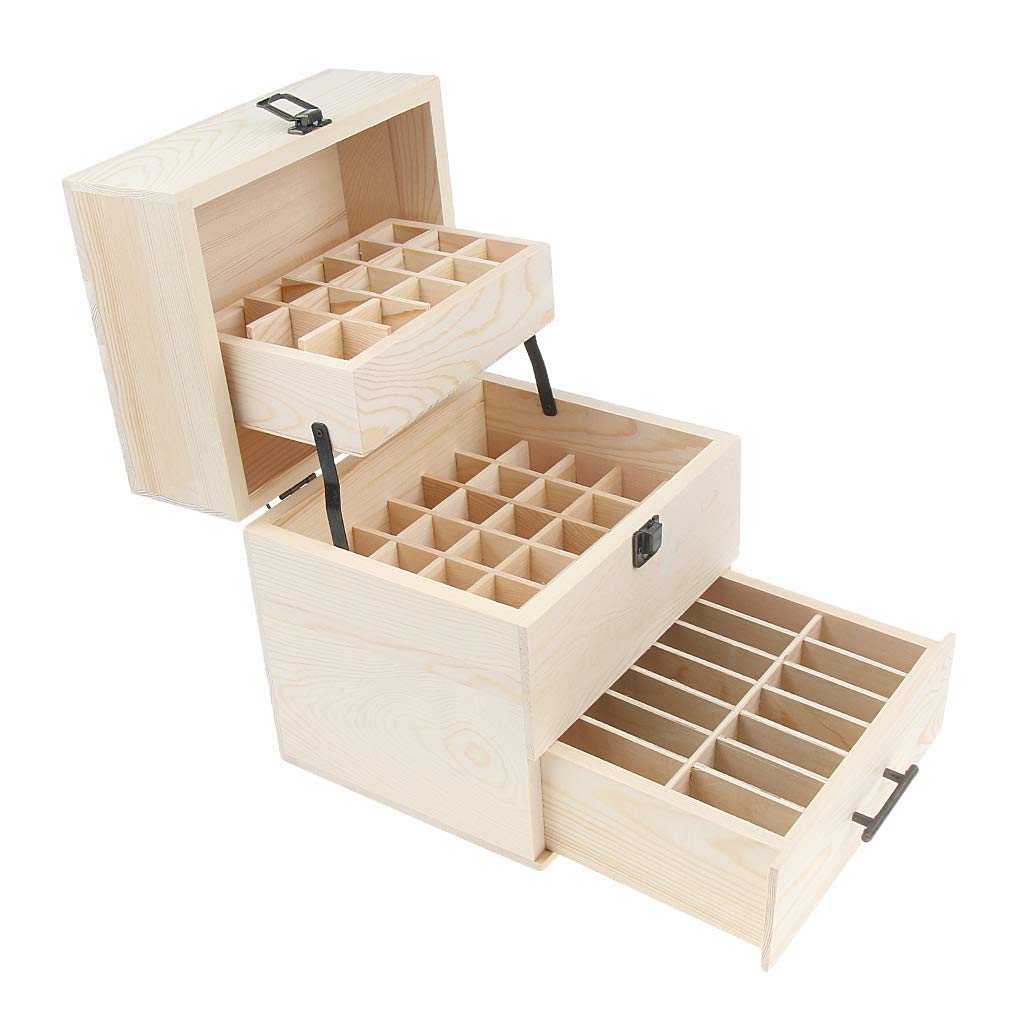 59-Slot Wooden Essential Oil Storage Box - Aromatherapy Display Case & Organizer for Essential Oils, Perfect for Home Spa, Massage Therapy, and Yoga Studio Use