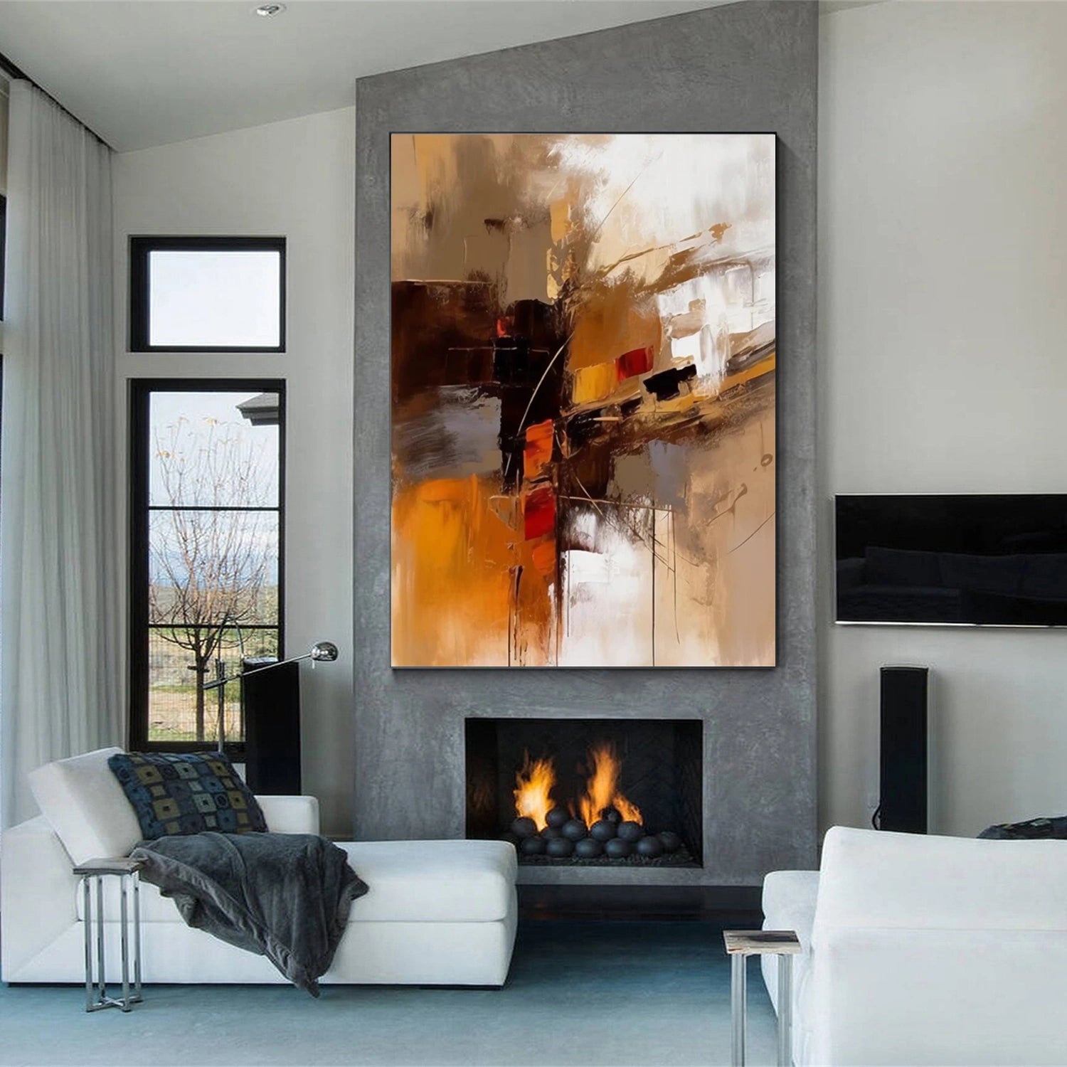 Abstract Painting #AB 262 - Modern Wall Art Decor for Living Room, Bedroom & Office - Handmade Canvas Artwork