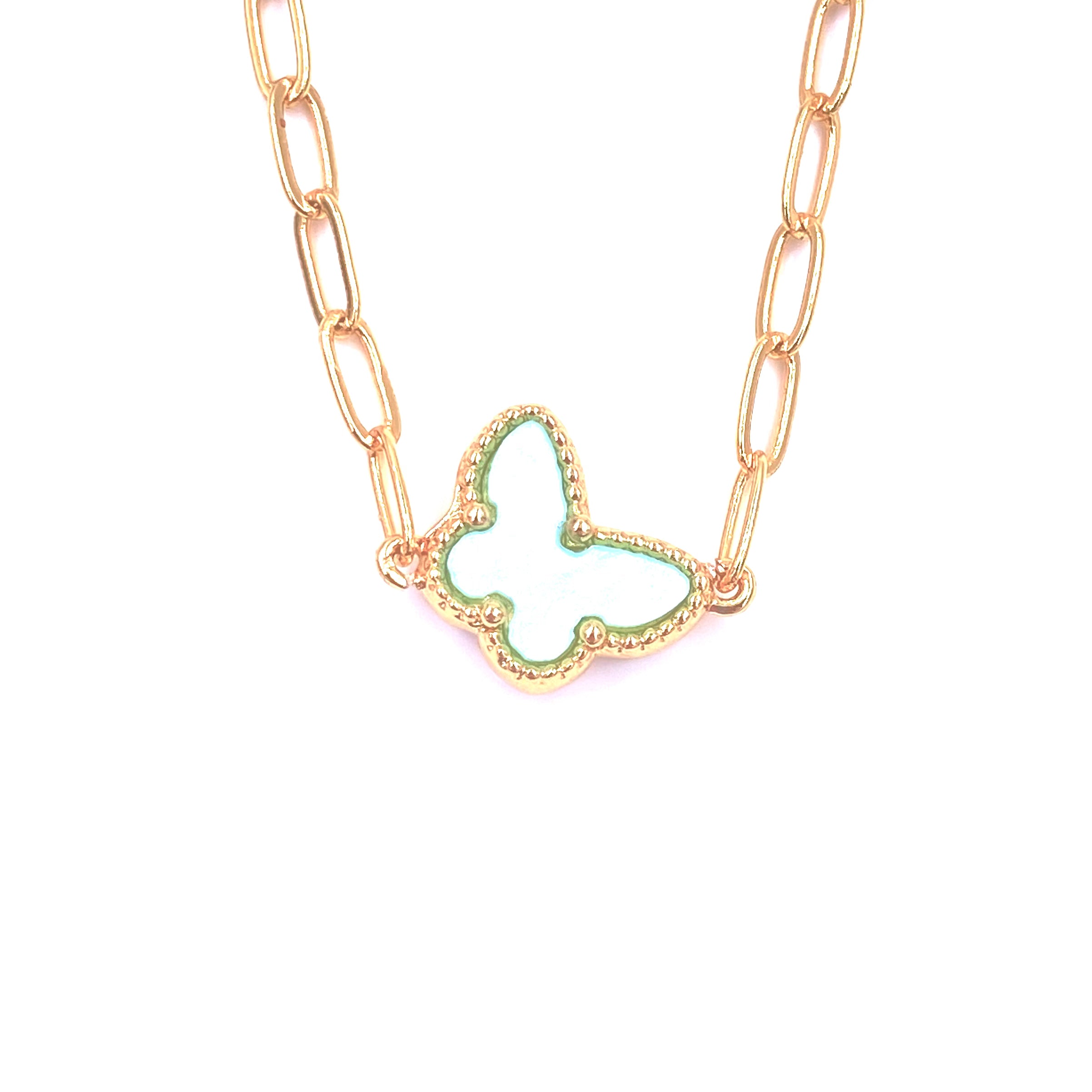 Ashley Gold Stainless Steel Butterfly Pendant Necklace - 18K Gold Plated Enamel Jewelry for Women, Gift for Her, Perfect for Valentine's Day & Anniversary