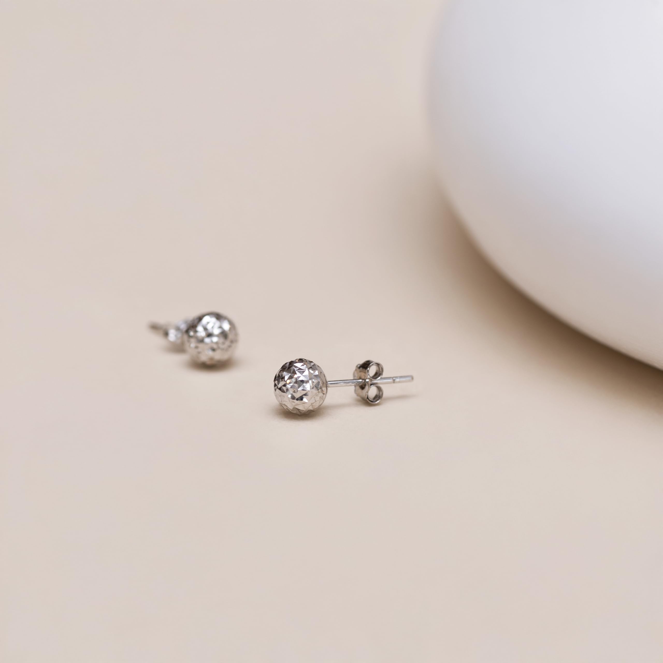 Carissima Gold 9ct Diamond Cut Ball Stud Earrings for Women - 6mm Elegant Gold Hoop Earrings for Daily Wear, Parties & Special Occasions