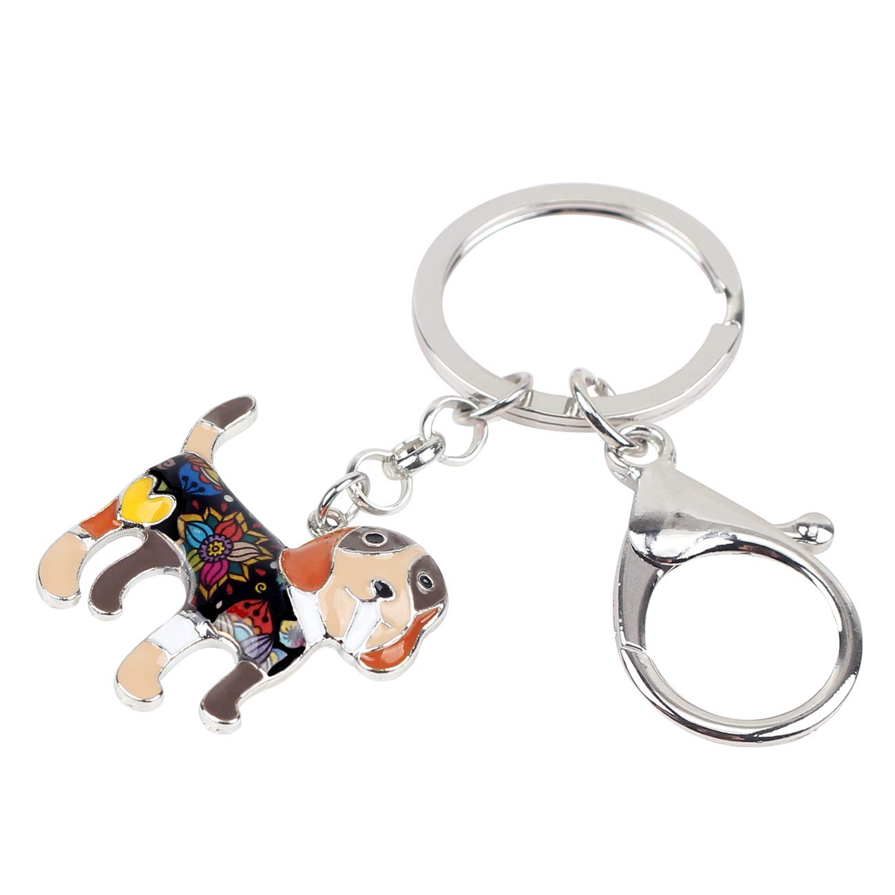 Sweet Beagle Dog Keychain - Enamel Metal Pet Charm for Keys & Bags