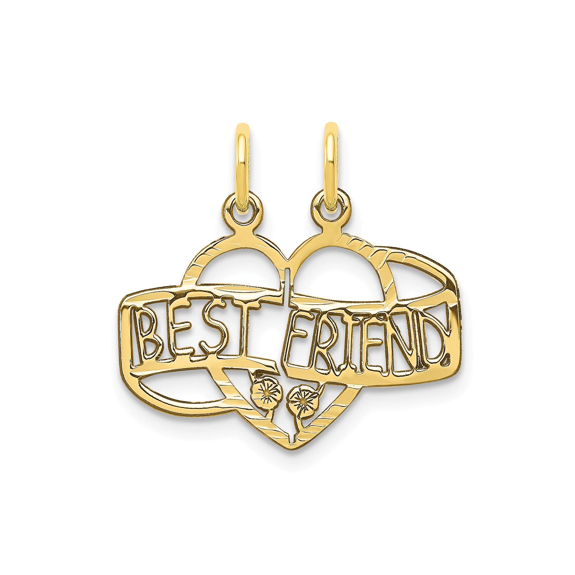 10K Yellow Gold Best Friend 2-Piece Break-Apart Charm Necklace - Perfect for Gifts, Anniversaries & Special Occasions