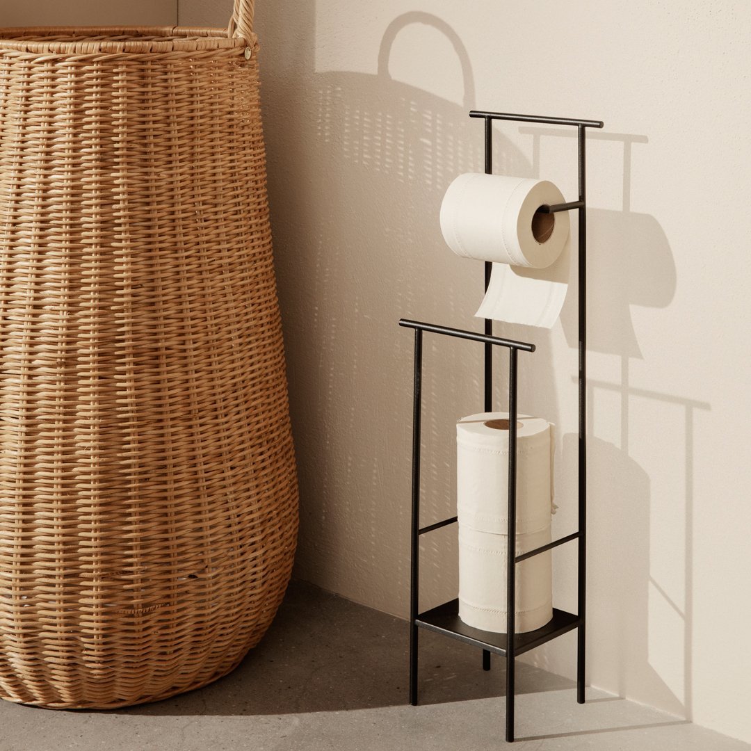 Dora Toilet Paper Holder - Bathroom Tissue Dispenser with Sturdy Metal Base for Home, Office, or RV Use - Space-Saving and Stylish Organization Solution