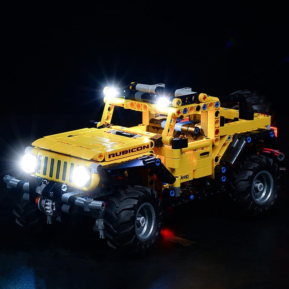 Kyglaring LED Light Kit for Technic Jeep Wrangler Lego 42122 Building Blocks Model - Classic Version (Not Included Model) - Perfect for DIY Lego Car Lighting Projects and Nighttime Displays