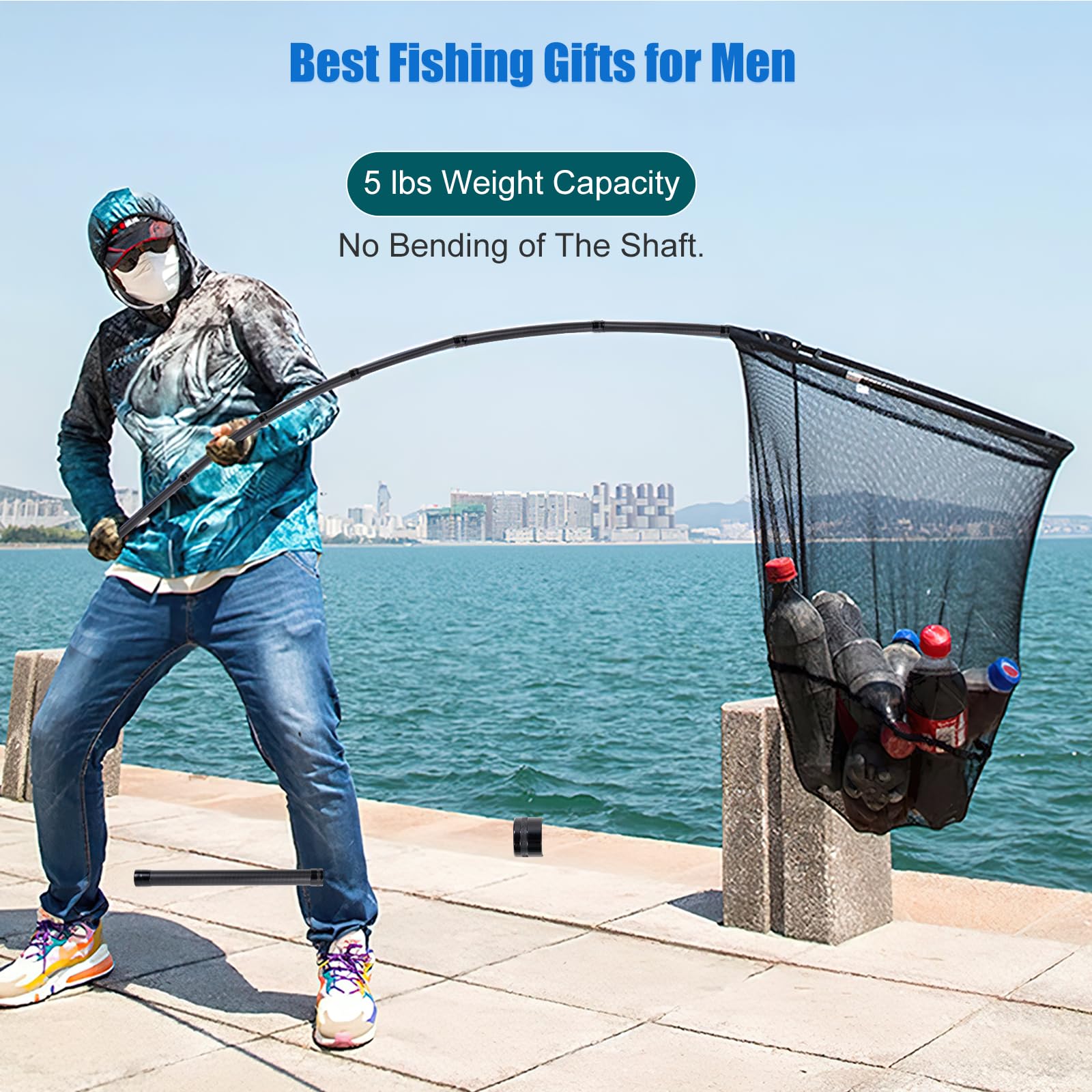 Premium Carbon Fiber Fishing Landing Net - 11.15ft Long Handle, Portable & Durable with Replaceable Net - Ideal Gift for Anglers - Perfect for Freshwater, Saltwater & Fly Fishing Adventures