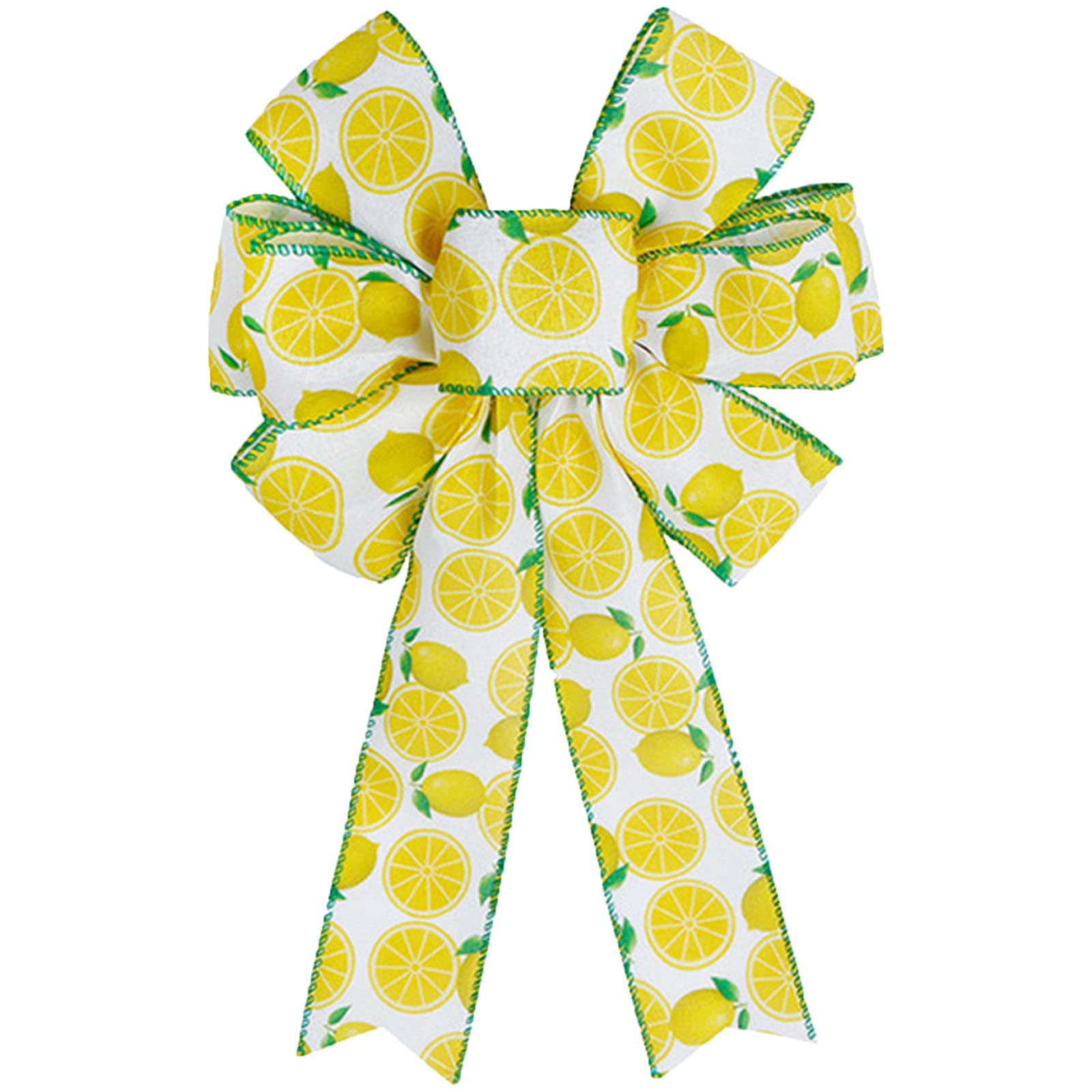 Fresh Lemon Wreath Bow - Spring Summer Door Decor, Lemon-Themed Party Supplies, Home Decoration for Front Door, Summer Holiday & Gift Basket Accessories - Perfect for Weddings, Baby Showers & Seasonal Home Decor
