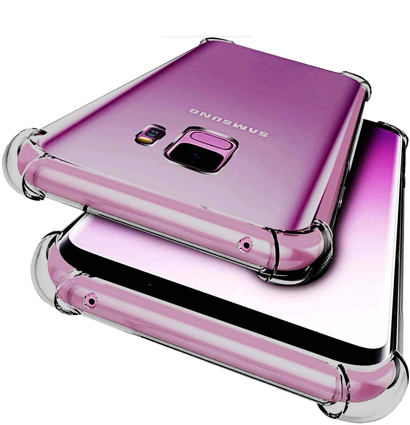 2-Pack iBarbe Shockproof Case for Samsung Galaxy S9 (5.8 Inch) - Durable TPU Bumper with Reinforced Corners + Anti-Scratch Clear PC Back Panel (Gray) - Perfect for Outdoor Activities & Daily Protection