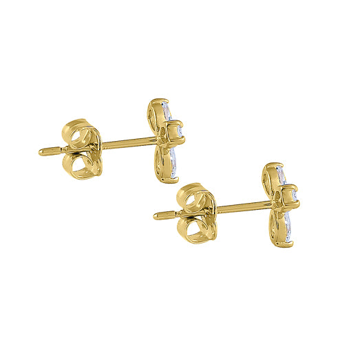 14K Yellow Gold Pinwheel Pear Cut CZ Stud Earrings for Women - Sparkling Cubic Zirconia Jewelry for Birthday, Anniversary & Special Occasion Gifts