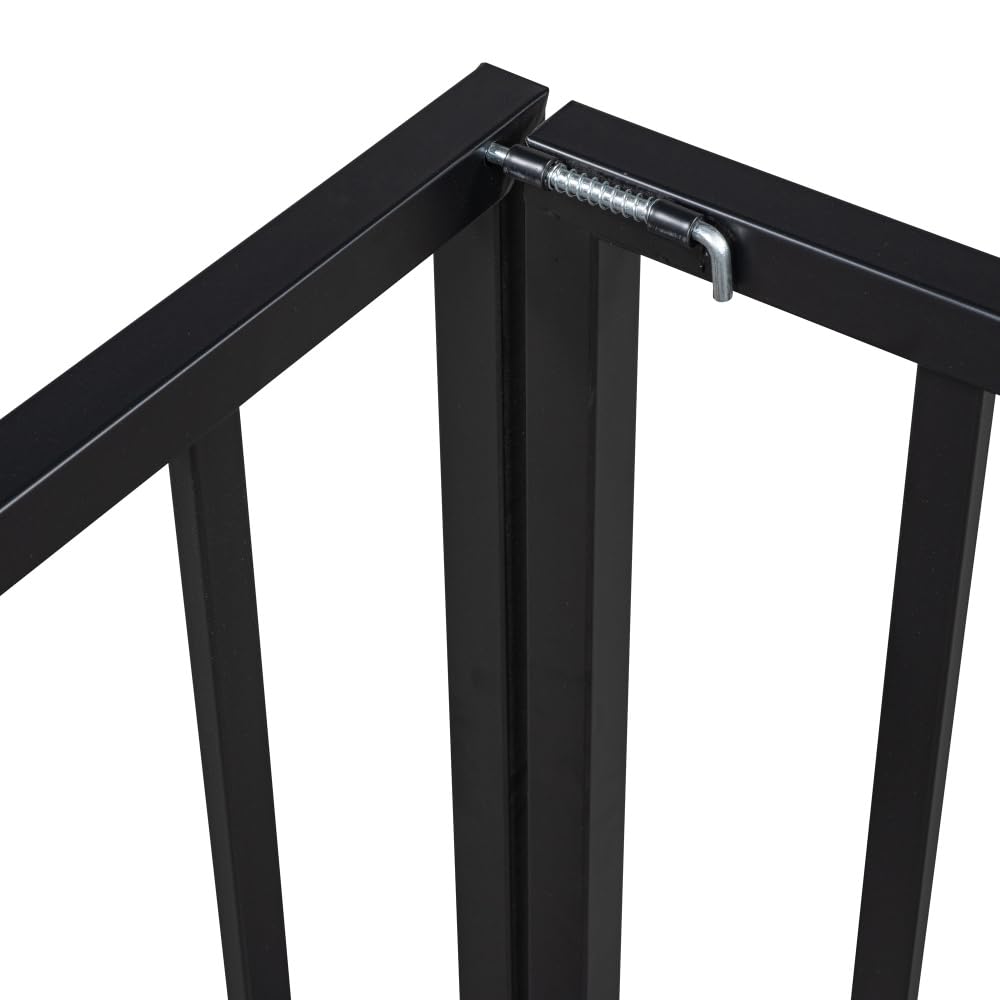 Montessori Twin Floor Bed for Kids - Sturdy Metal Bed Frame with Safety Guardrails & Door, Anti-Collision Cotton Padding for Boys and Girls - No Box Spring Needed - Black - Perfect for Toddler Rooms, Daycare Centers & Montessori Classrooms