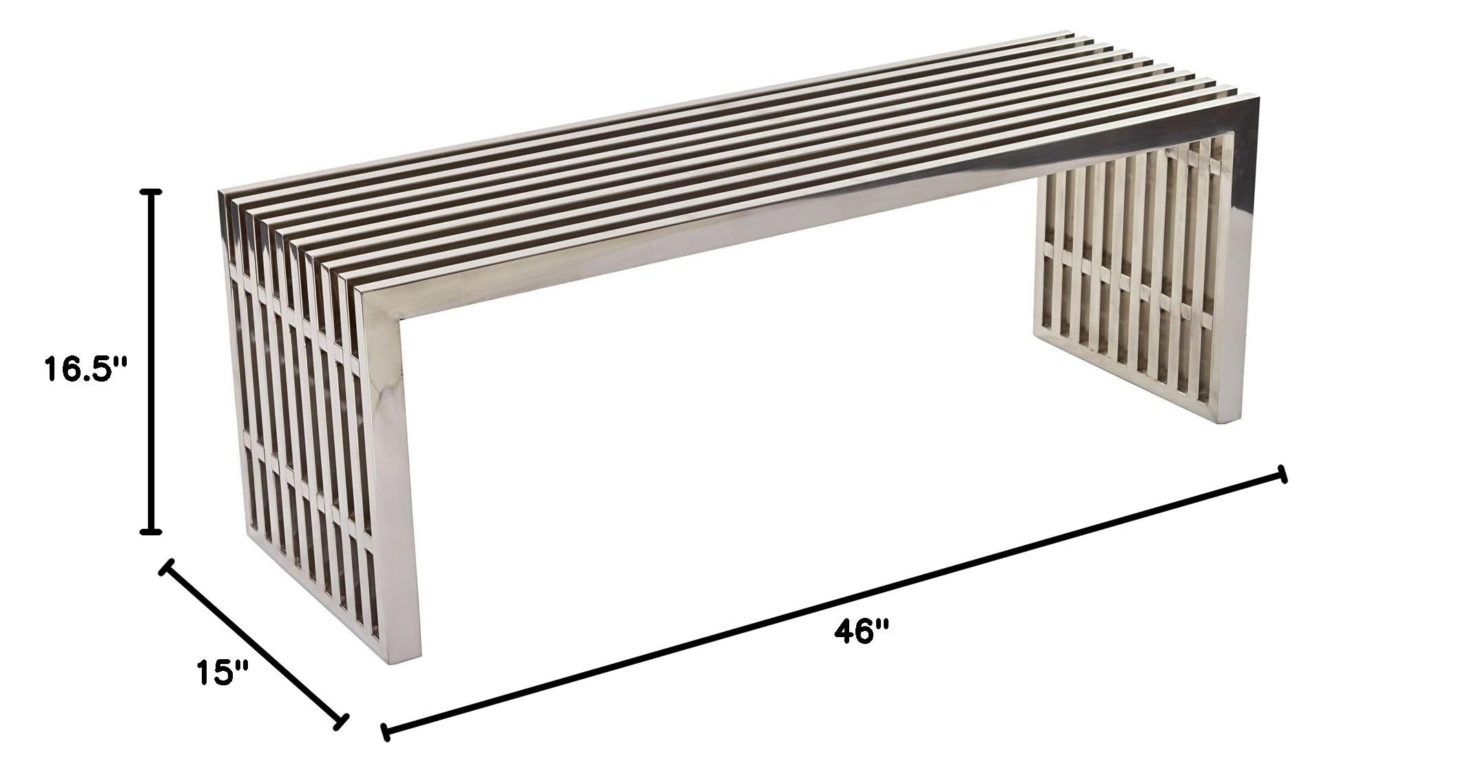 Stainless Steel Tubular Bench - Indoor & Outdoor Furniture for Patio, Garden, Poolside & Backyard Decor - Modern Medium Size Metal Seating