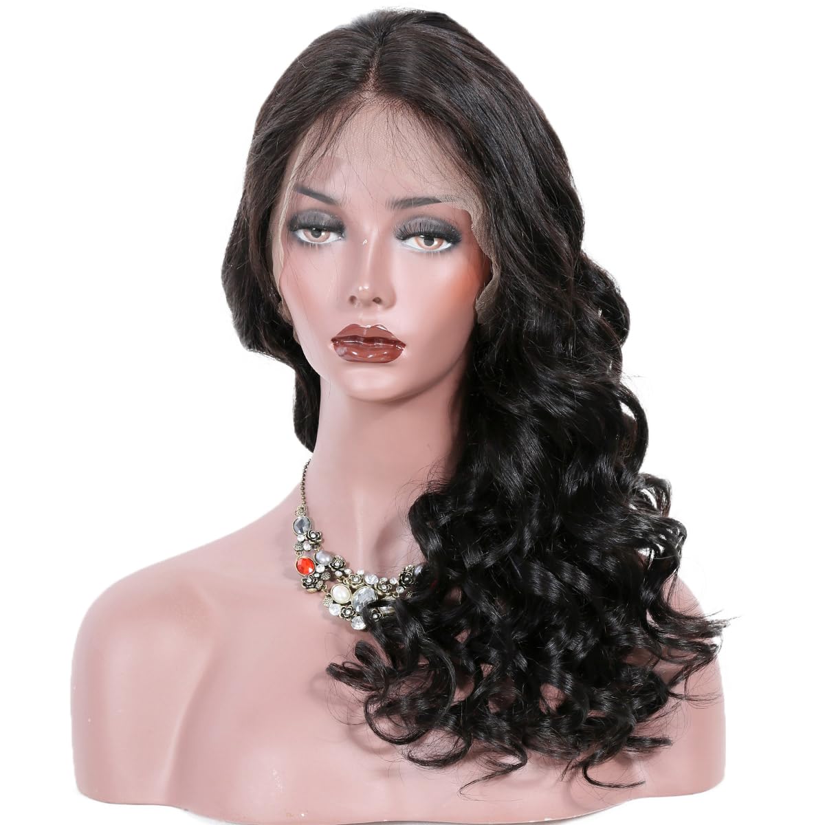 360 Lace Front Wigs Human Hair Pre Plucked Bouncy Body Wave Brazilian Virgin Hair Wig - Glueless 16 Inch Loose Body Wave 360 Lace Wigs for Black Women (Natural Color) - Perfect for Daily Wear, Parties & Special Occasions