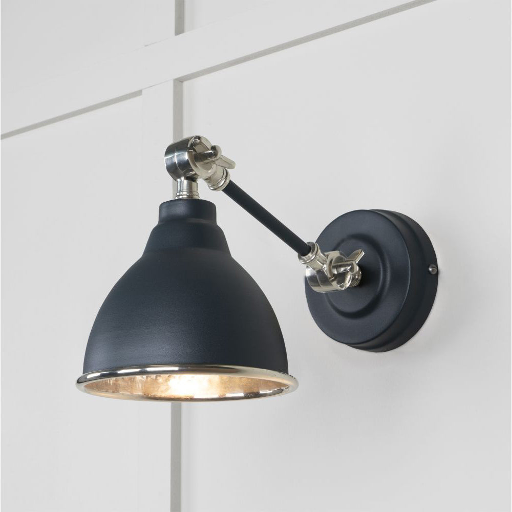 Hammered Nickel Brindley Wall Light - Vintage Industrial Sconce in Multiple Finishes - Perfect for Bedroom, Living Room & Hallway Lighting