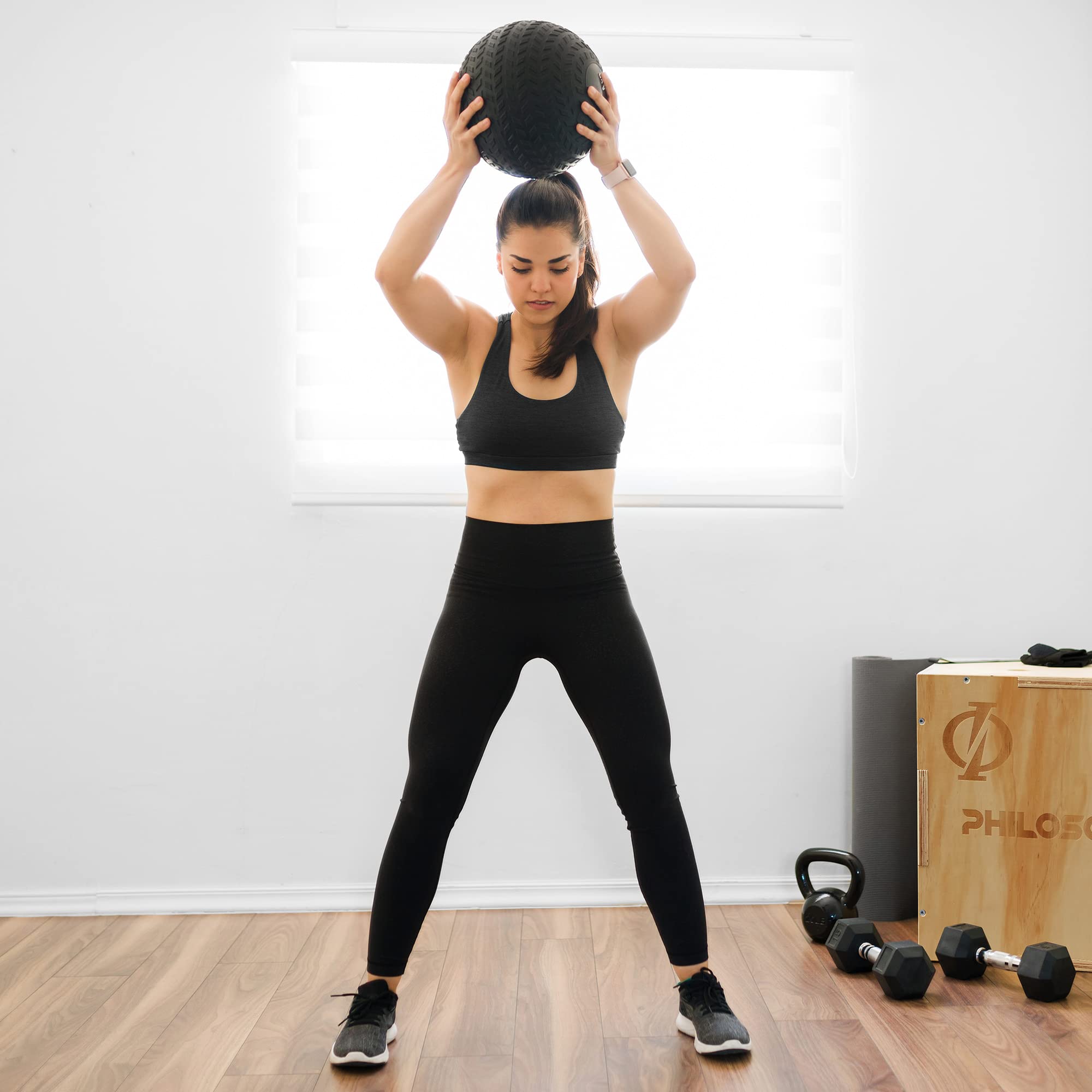 Philosophy Gym Slam Ball - Weighted Fitness Medicine Ball with Easy Grip Tread for CrossFit, HIIT & Strength Training | Home & Gym Workout Equipment