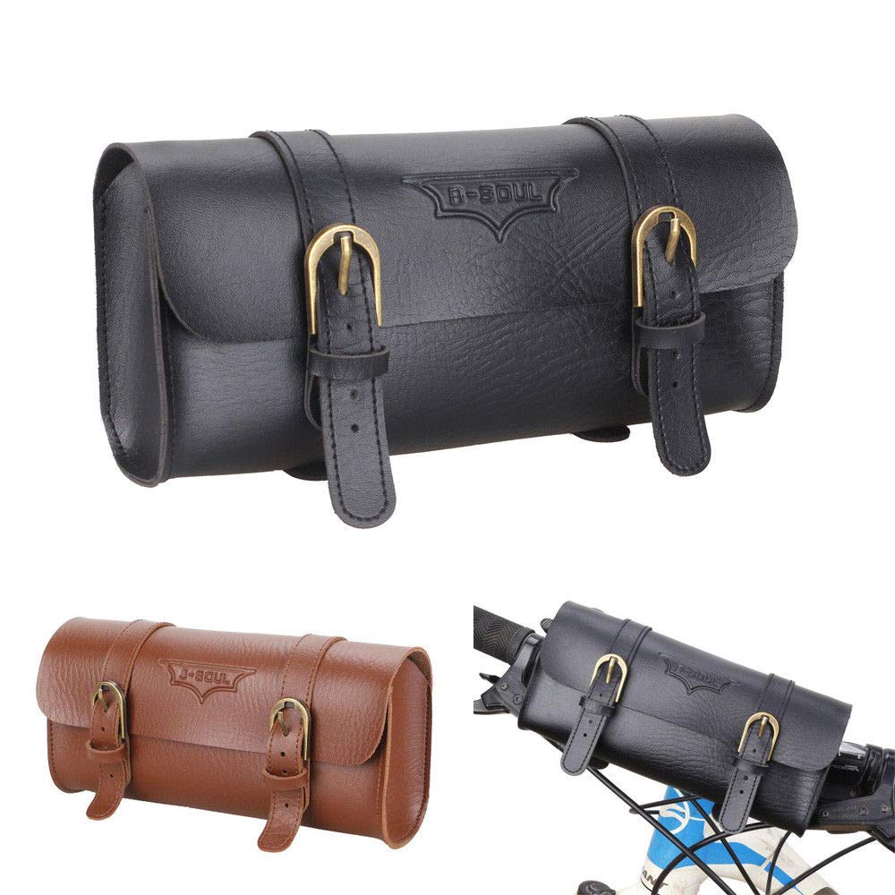 Retro Leather Bicycle Handlebar Bag for Phone & Essentials - Cycling Accessories