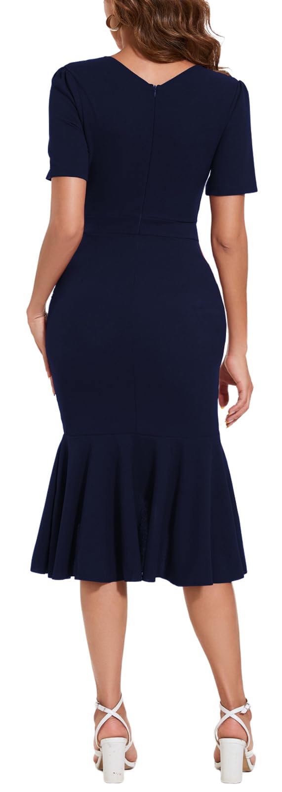 Sexy Women's Summer V-Neck Ruffle Flowy Midi Dress - Formal Wrap Bodycon Cocktail Party Dress for Evening Events, Date Night & Special Occasions