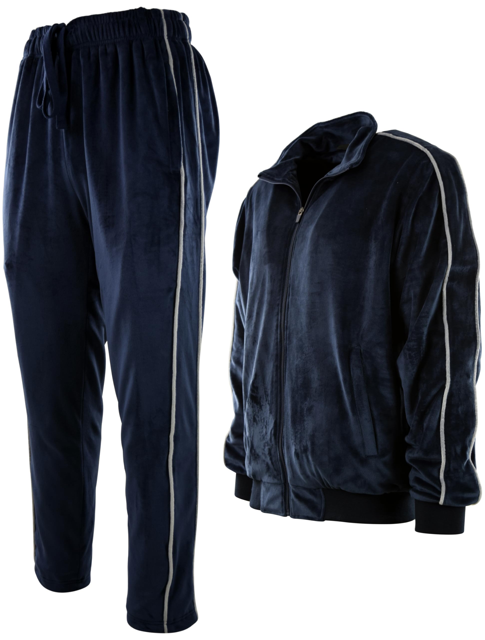 Men's Velour Tracksuit Set with Zippered Pockets & Soft Velour Lining - Comfortable Lounge Wear for Home, Gym & Casual Outings