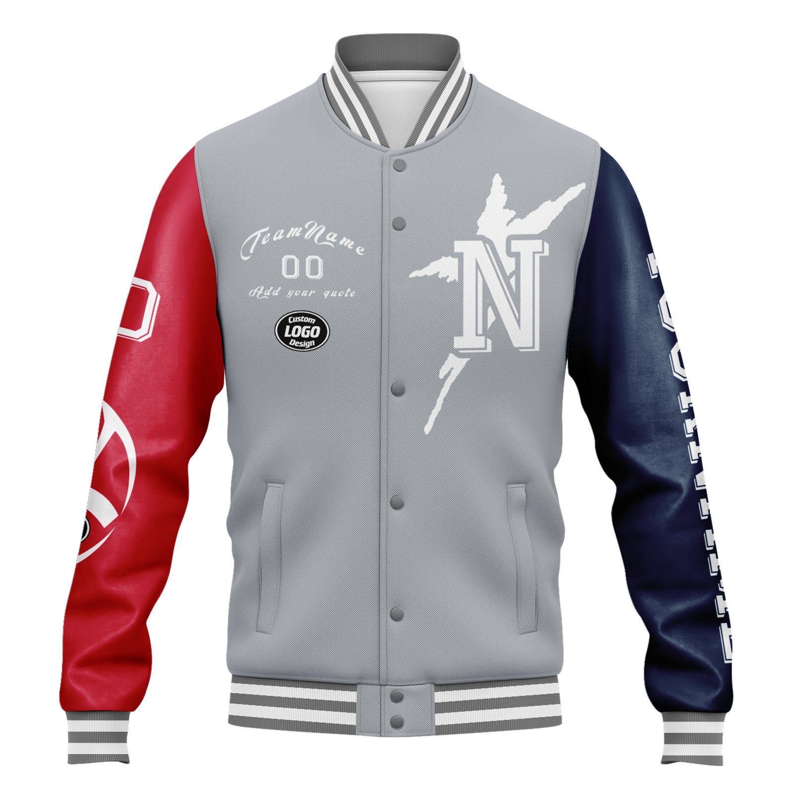 Custom Gray Red Blue New England Jacket & Sports Shoes Combo – Personalized Matching Outfit for Men | Gym, Running, Casual Wear | D020294-26