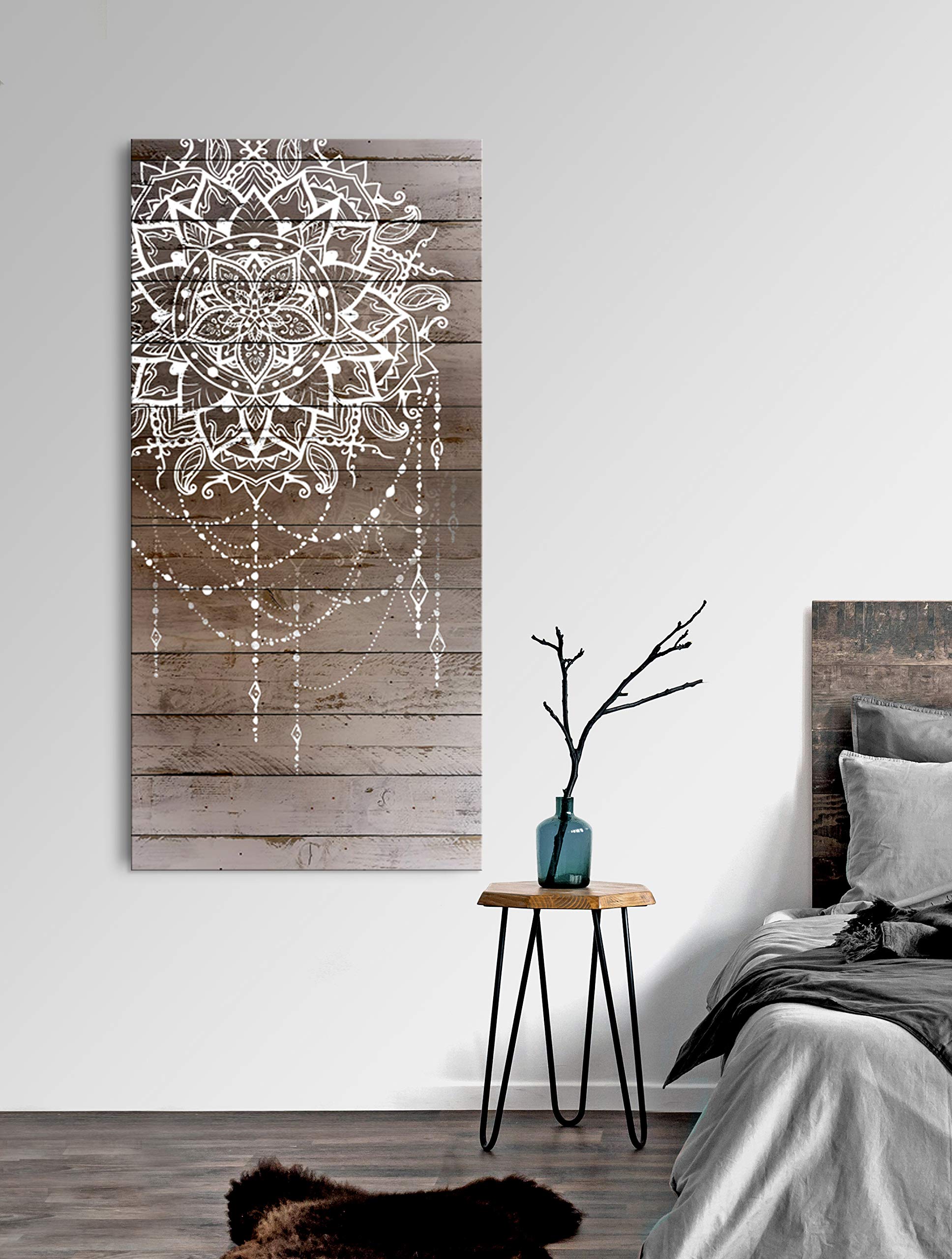Handmade Macrame Wall Hanging - Boho Chic Home Decor for Bedroom & Living Room, Moroccan Mandala Art, Natural Brown Cotton 42x19 Inches - Perfect for Bohemian Style Headboard & Wall Decor