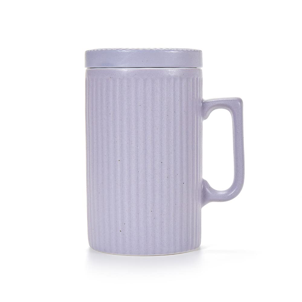 16oz Insulated Coffee Mug with Lid & Coaster - Purple Travel Tea Cup, Dishwasher & Microwave Safe - Perfect for Office, Commuting, and Outdoor Adventures