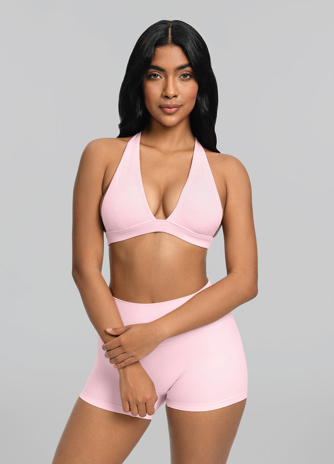 Women's Ballet Pink Micro Shorts - High Waisted Stretchy Comfort for Yoga, Running & Summer Outfits