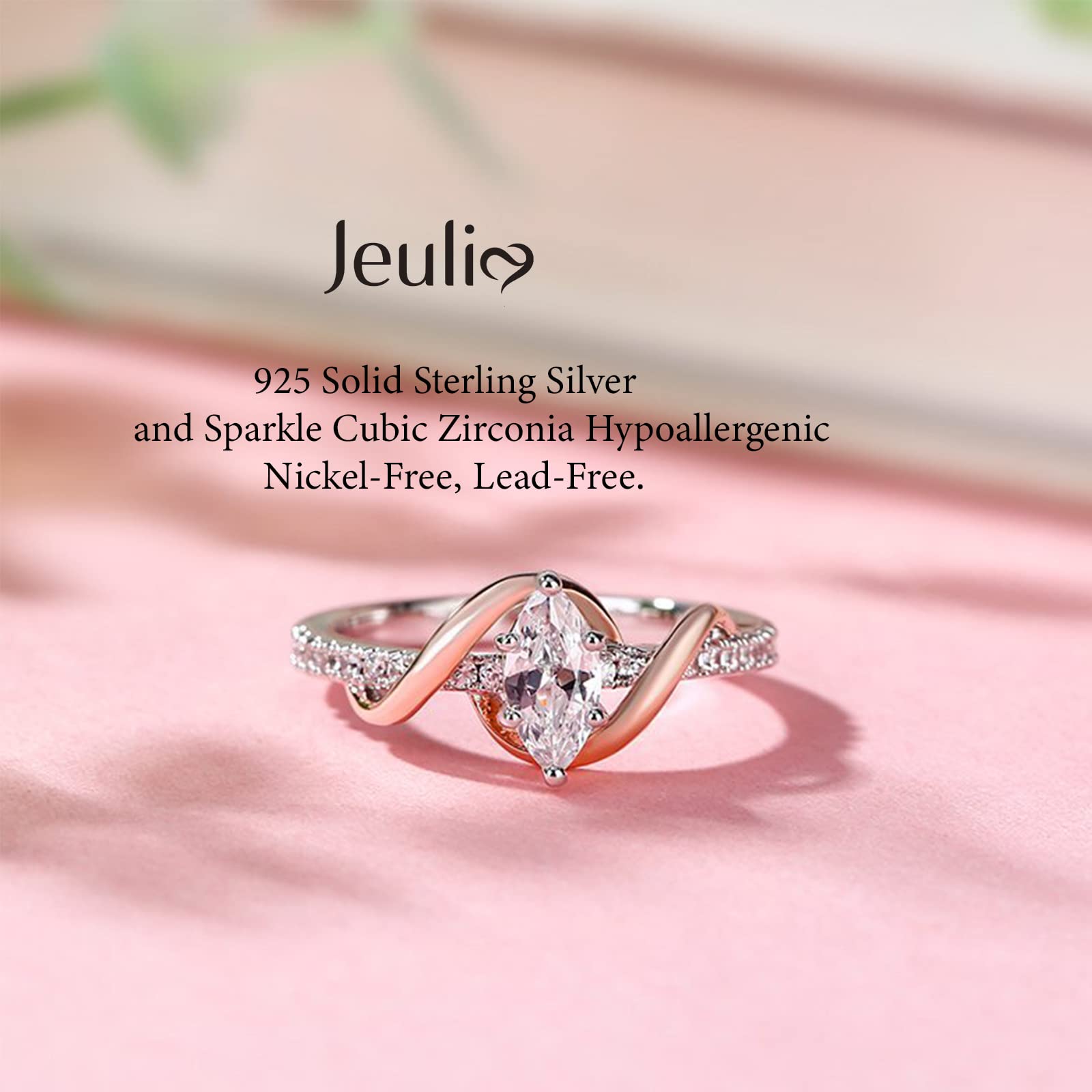 Jeulia Marquise Cut Sterling Silver Ring for Women - Elegant Engagement, Anniversary & Promise Ring - Valentine's Day Gift with Jewelry Box | Perfect for Proposals, Weddings & Romantic Occasions
