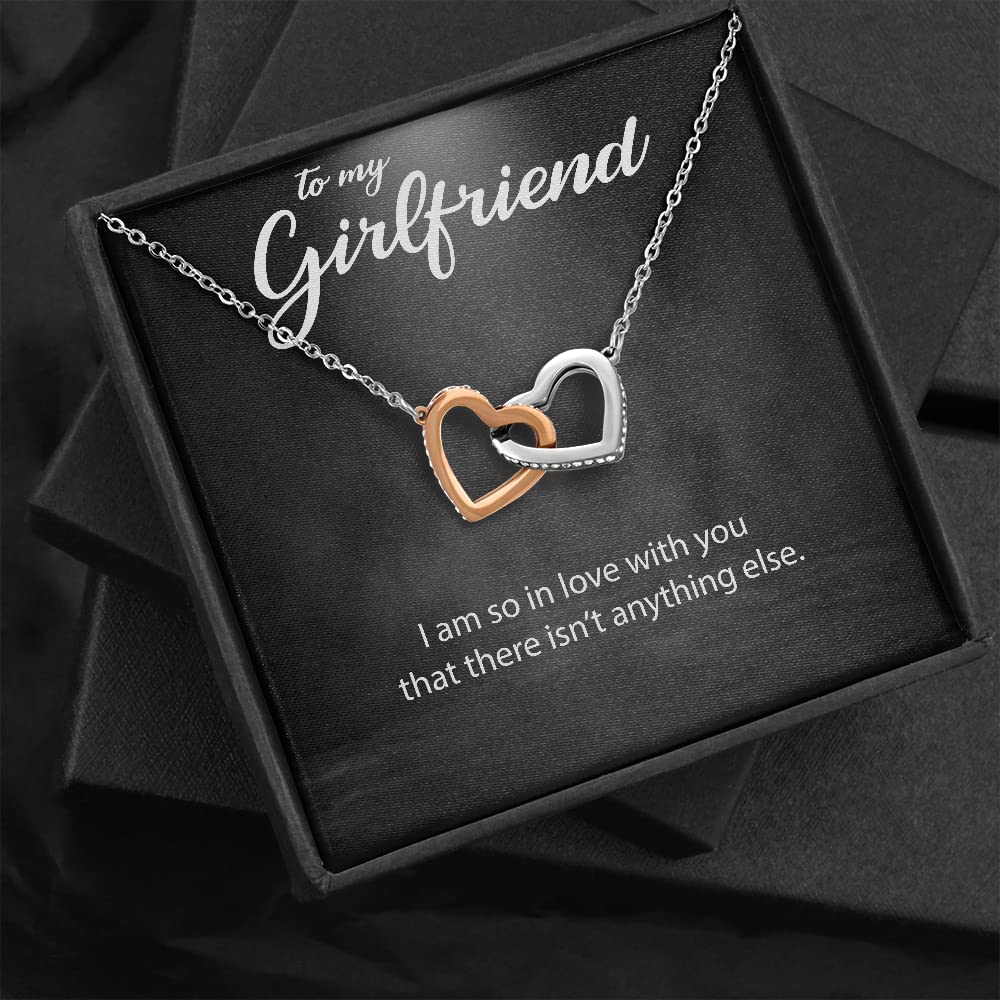 Interlocking Heart Necklace - Romantic Couple Gift for Girlfriend from Boyfriend - Perfect for Anniversaries, Valentine's Day & Special Occasions