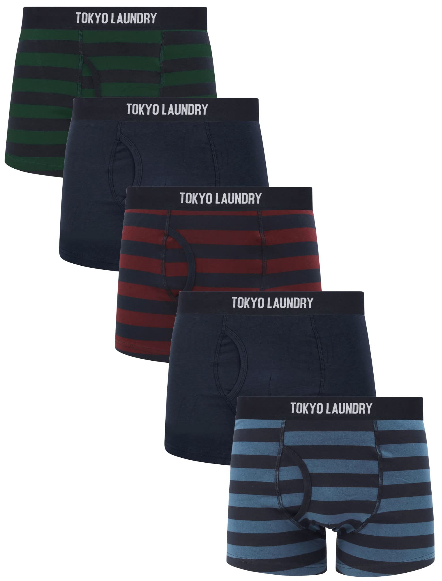 Tokyo Laundry Men's 5-Pack Boxer Briefs - Soft Cotton Underwear for Everyday Comfort - Gym, Work & Sleep Wear