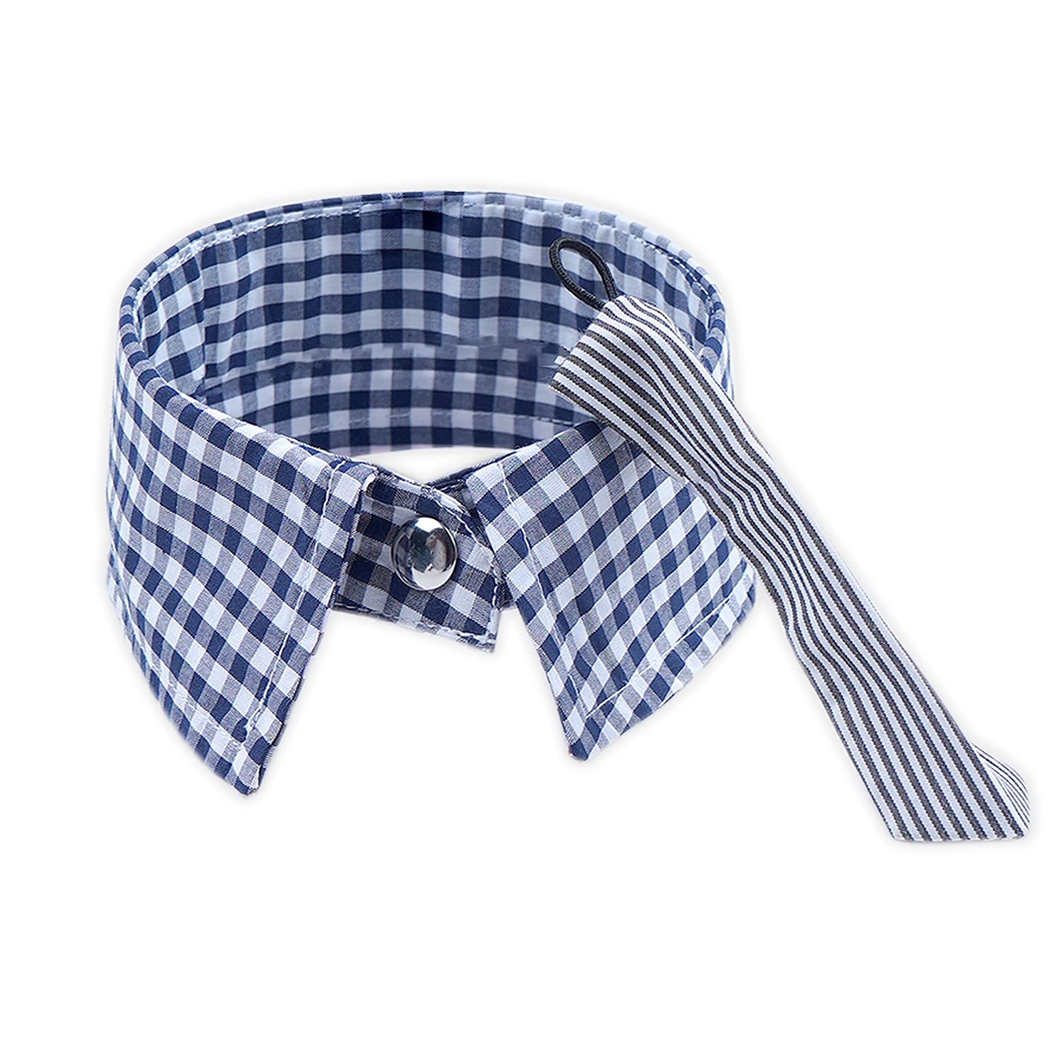 Emily Pets Adjustable Fall Dog Collar with Bow Tie - Soft Comfortable Collar for Small Dogs (Size L, Blue & White) - Perfect for Autumn Walks, Pet Photos & Holiday Occasions