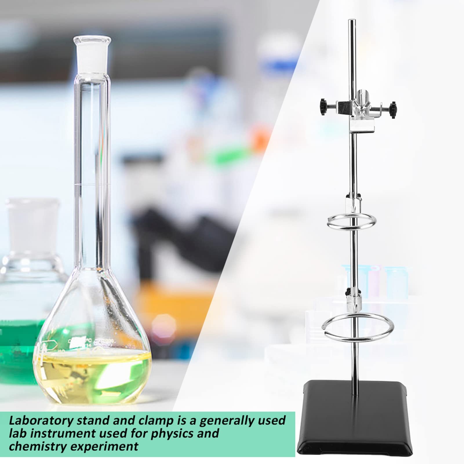 Premium Lab Burette Stand with Flask Clamp - 47x14x4cm Heavy Duty Laboratory Support Platform for Chemistry Experiments & Titration - Perfect for Science Classrooms, Research Labs & DIY Home Experiments