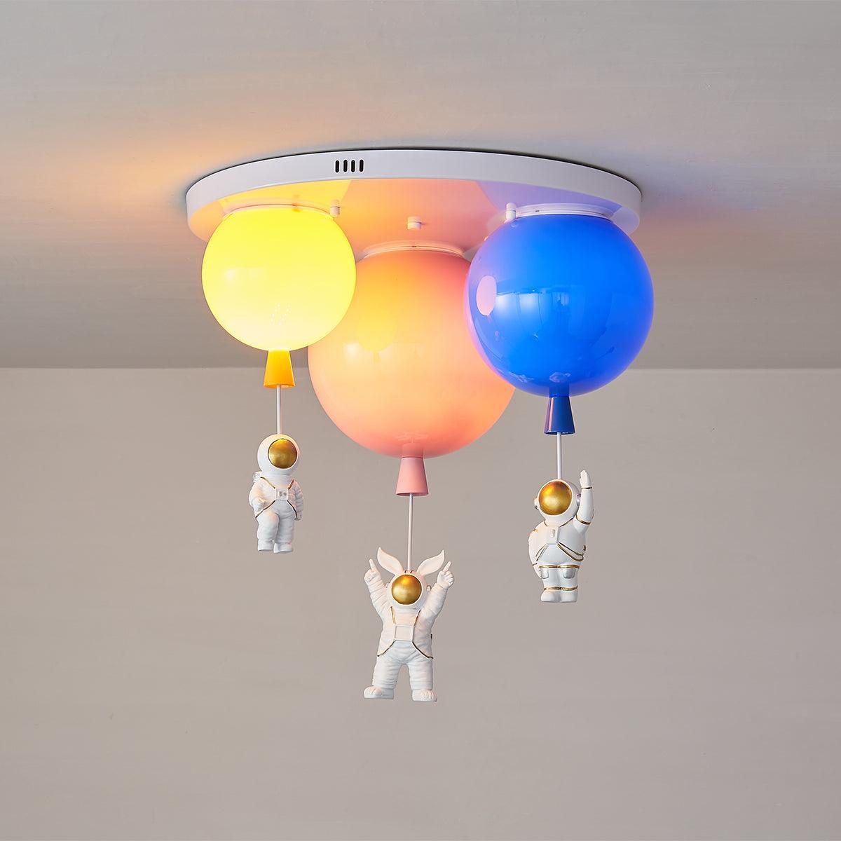 Astronaut Glossy Balloon Ceiling Lamp - Space Themed LED Night Light for Kids Room & Nursery Decor - Perfect for Bedroom, Playroom, and Birthday Party Decorations