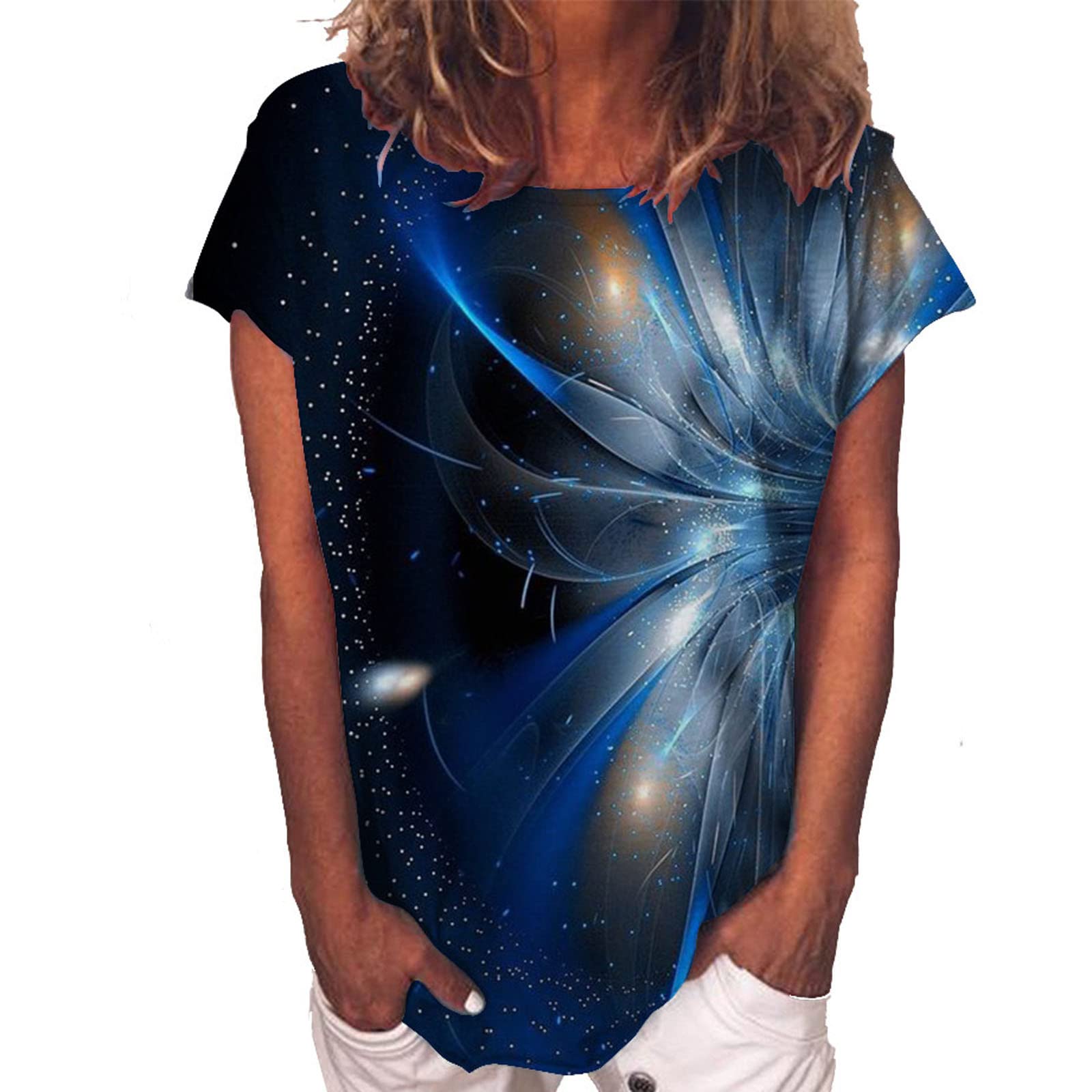 Women's Cute Summer Tops - Casual Butterfly Sunflower Graphic Tee Short Sleeve Crewneck Tunic Blouse | Perfect for Beach Outings, Picnics & Casual Wear