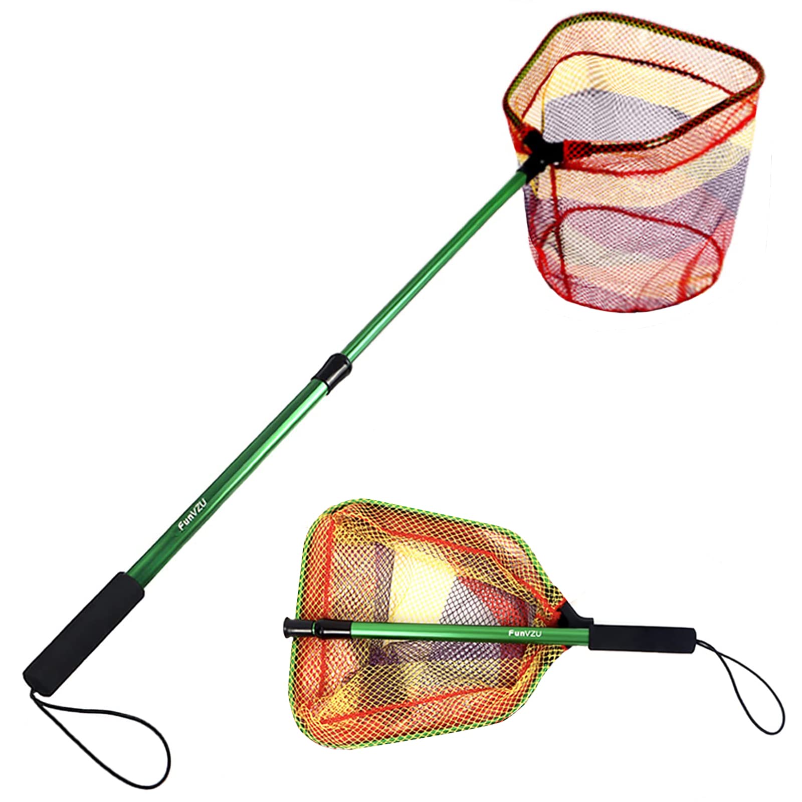 FunVZU Kids Fishing Net - Lightweight Telescopic Aluminum Fishing Net with Waterproof Nylon Mesh for Children | Perfect for Outdoor Adventures, Pond Fishing, and Catching Minnows