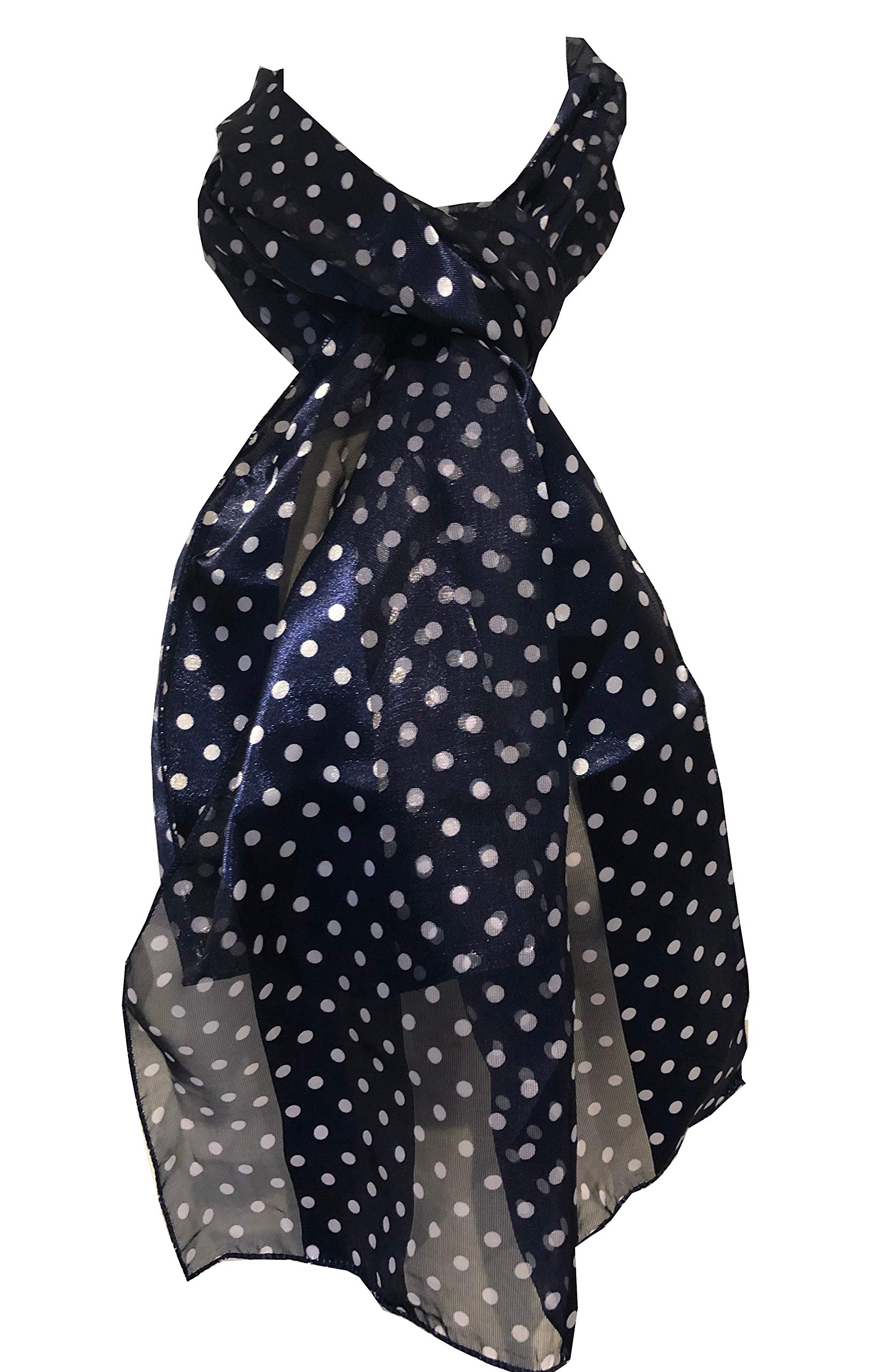 Elegant Navy & White Polka Dot Thin Scarf for Women - Soft & Stylish Accessory for Outfits, Gifts, and Everyday Wear