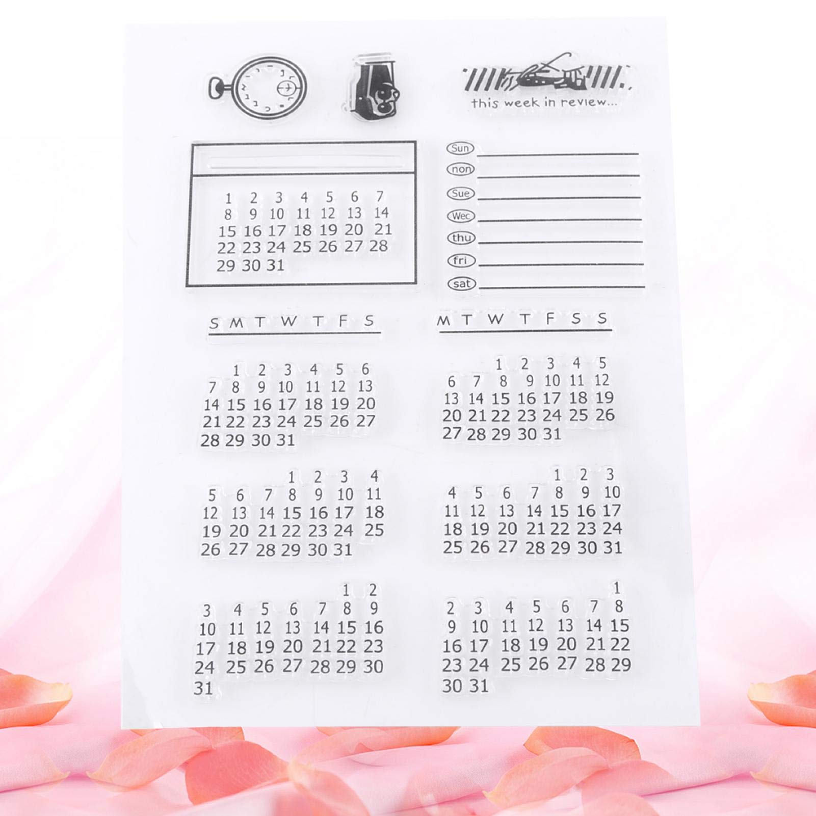 Mixed Calendar Silicone Stamp Set - Transparent Journal Rubber Stamps for Scrapbooking, Card Making & Postcard Decoration (11x16cm) - Perfect for Bullet Journals, DIY Crafts & Planner Decorations