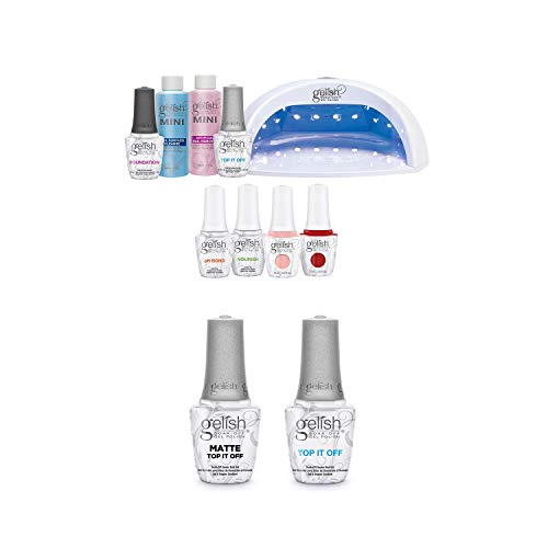 Gelish Pro Kit Salon Professional LED Gel Nail Polish Set with Matte & Gloss Top Coat - Soak Off UV/LED Cured Manicure System for Home & Salon Use