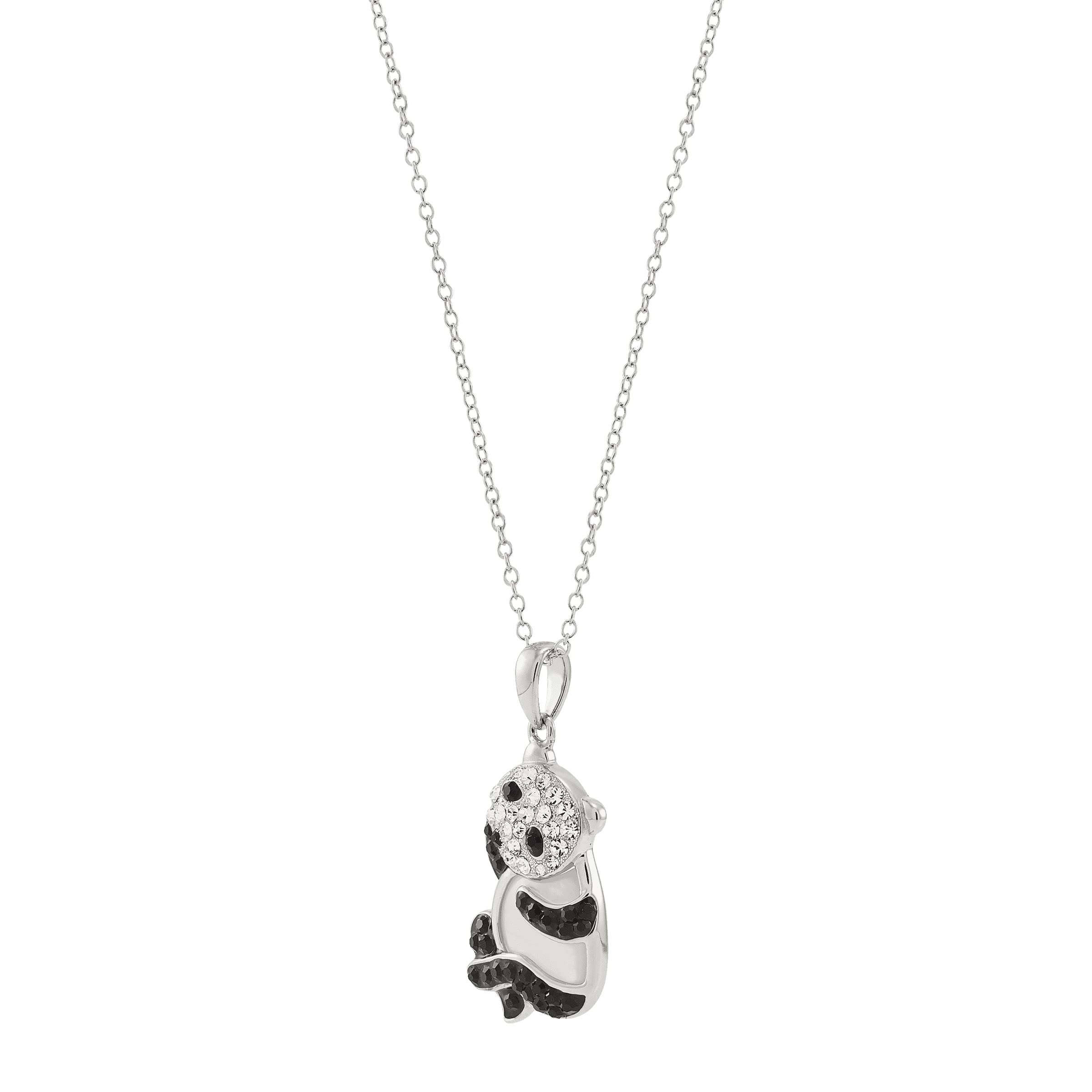 Sterling Silver Panda Necklace with Crystals for Gifts