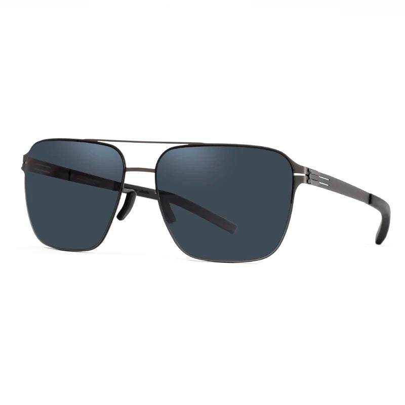 Black Full Rim Square Double Bridge Stainless Steel Sunglasses for Men - UV Protection, Polarized, Fashionable Eyewear - Perfect for Driving, Outdoor Sports & Daily Wear