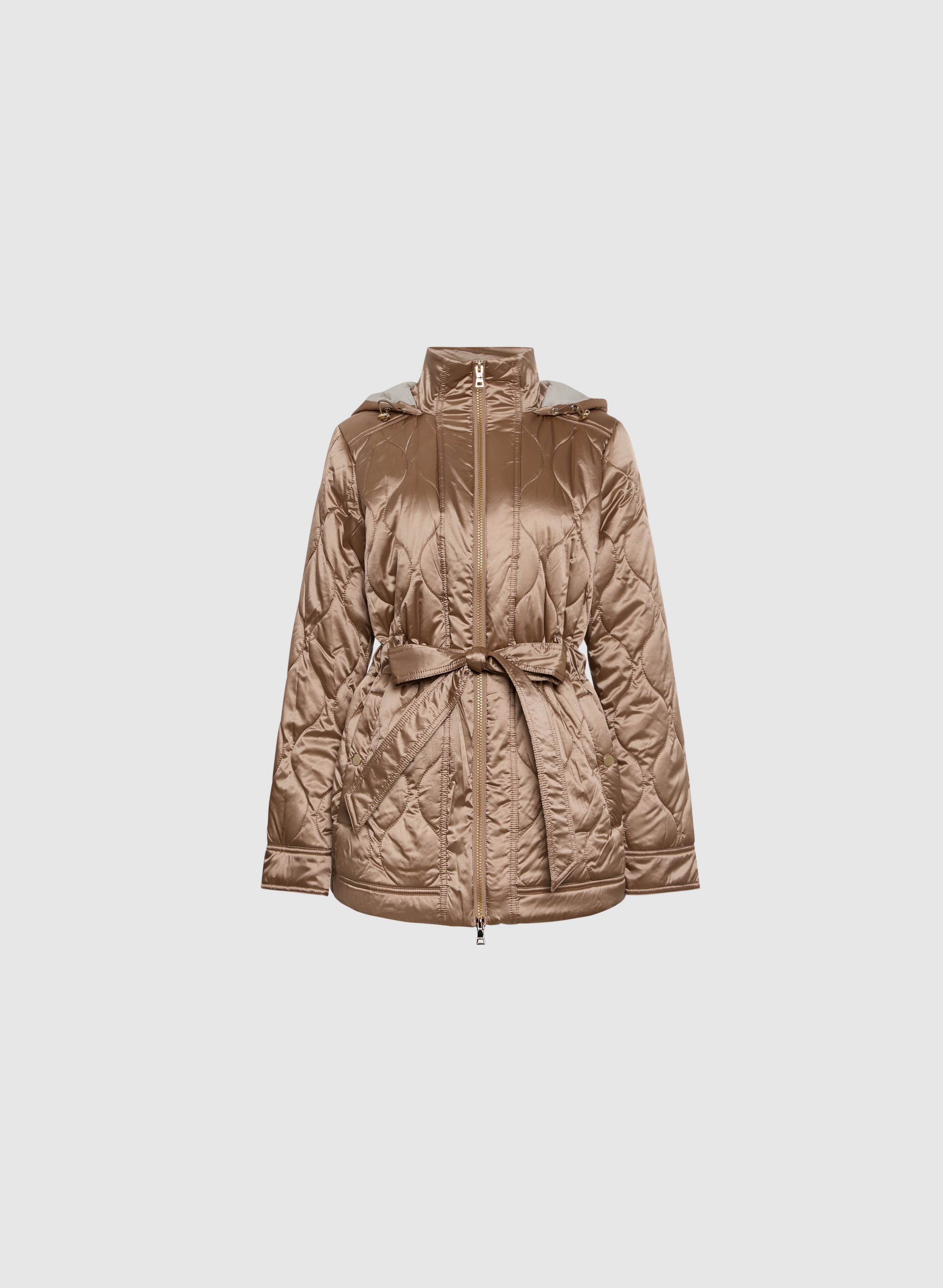 Women's Belted Puffer Coat with Hood - Winter Warm Quilted Jacket for Outdoor Activities, Hiking & Cold Weather Fashion