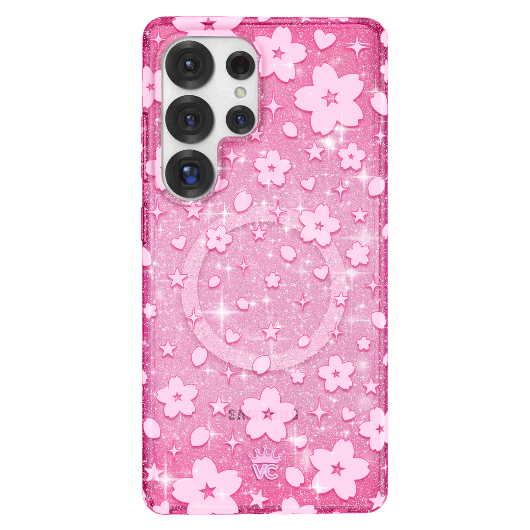 Cherry Blossom Glitter Samsung Phone Case - Elegant & Protective Cover for Samsung Galaxy S21/S20/Note 20 - Perfect for Spring Outfits & Everyday Use