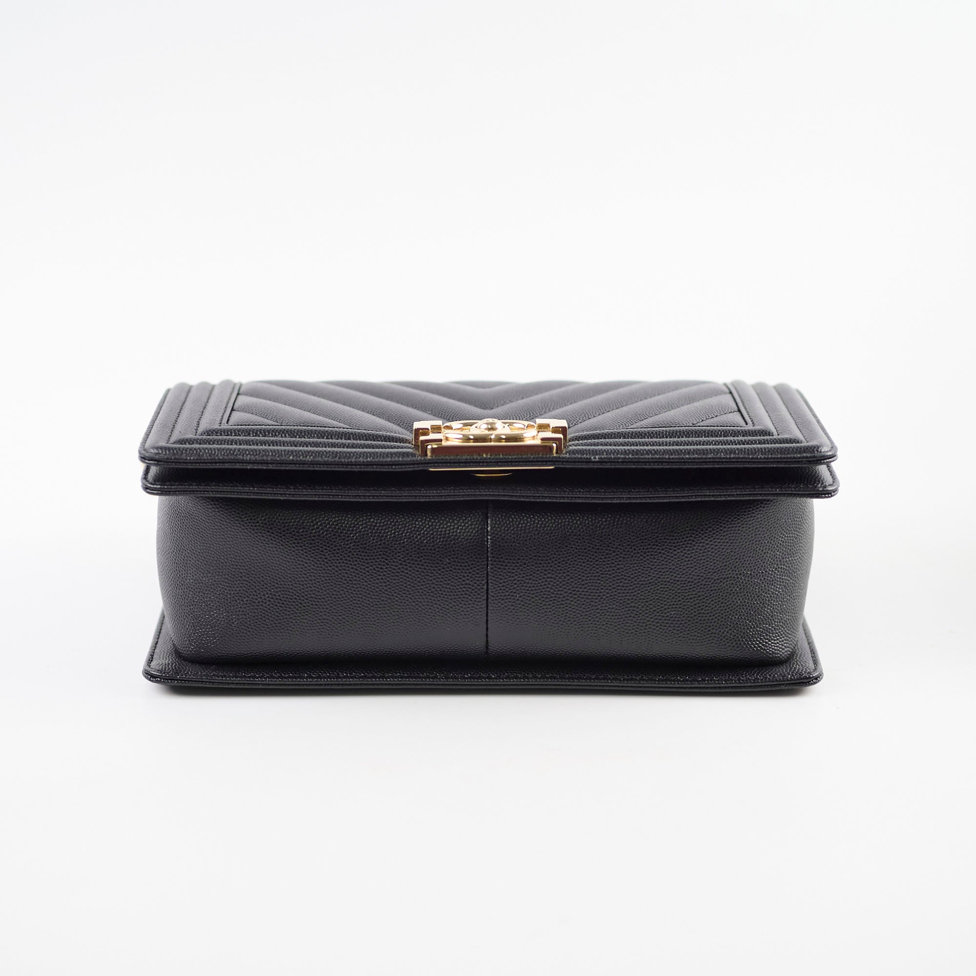 Chanel Boy Old Medium Chevron Caviar Black Leather Handbag - Luxury Designer Crossbody Bag for Women, Perfect for Date Night & Evening Events
