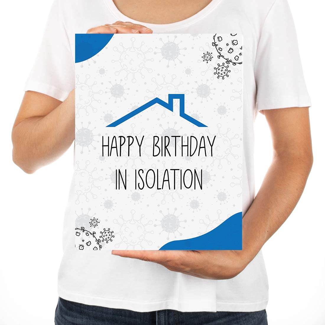 Funny Social Distance Birthday Card - 8.5 x 11 Inch Jumbo Greeting Card for Him or Her - Andaz Press Happy Birthday in Isolation Card - Perfect for Virtual Parties & Safe Celebrations - 1-Pack